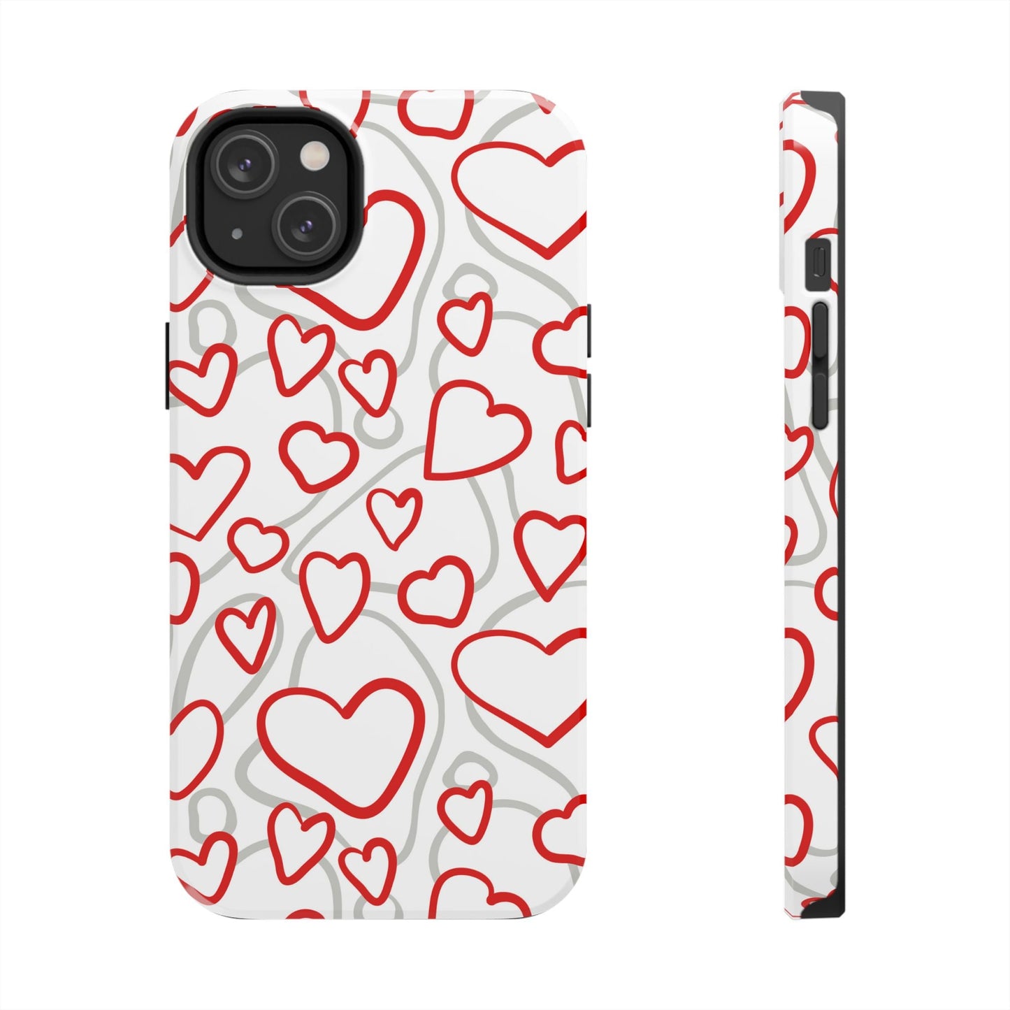 Red and White Heart Pattern iPhone Case – Fun and Playful Design - BOGO Cases