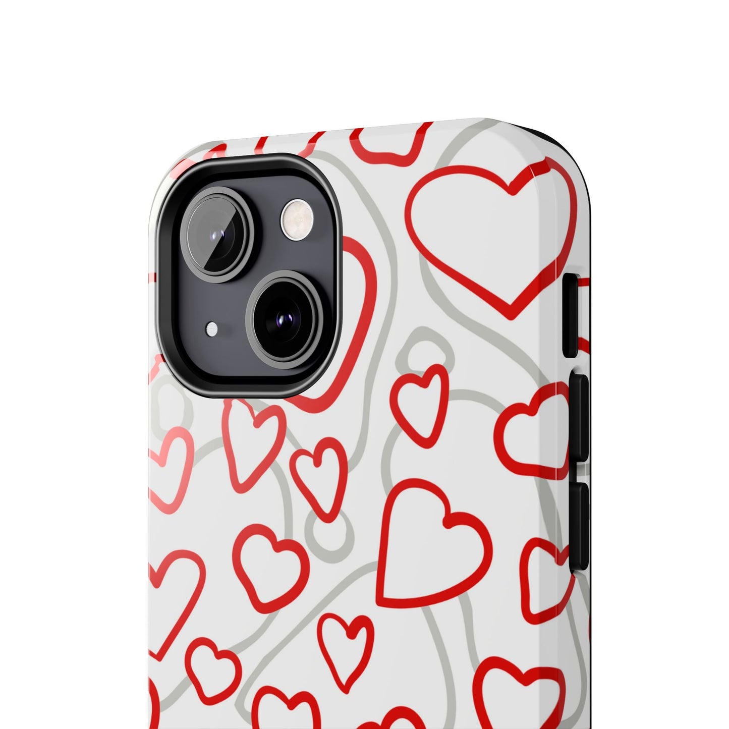 Red and White Heart Pattern iPhone Case – Fun and Playful Design - BOGO Cases