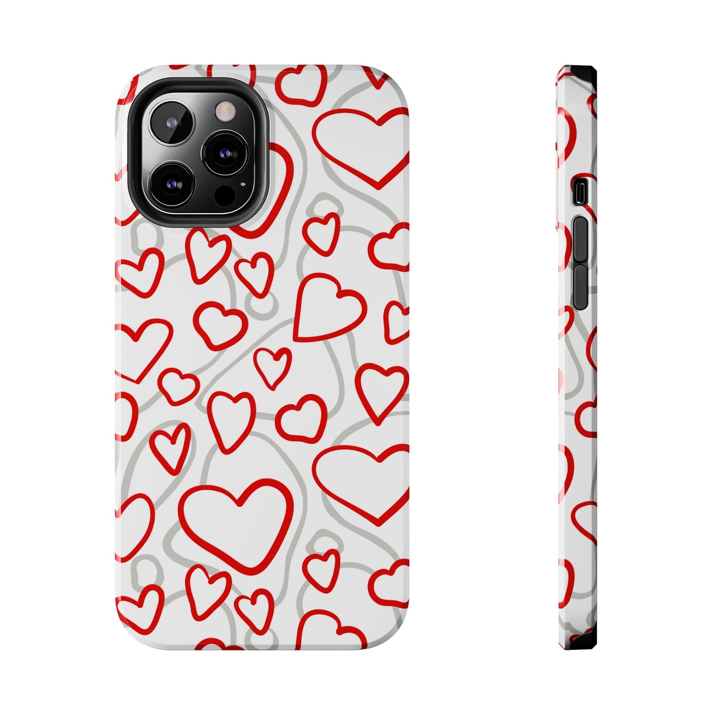 Red and White Heart Pattern iPhone Case – Fun and Playful Design - BOGO Cases