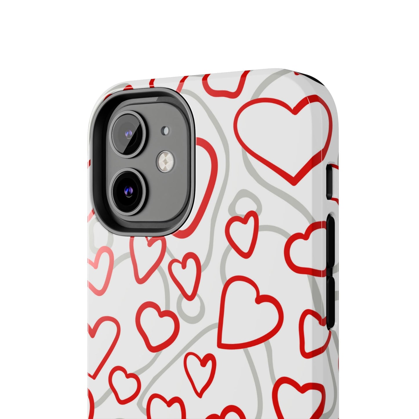 Red and White Heart Pattern iPhone Case – Fun and Playful Design - BOGO Cases