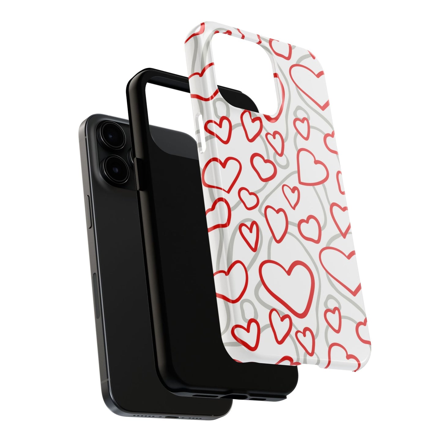 Red and White Heart Pattern iPhone Case – Fun and Playful Design - BOGO Cases