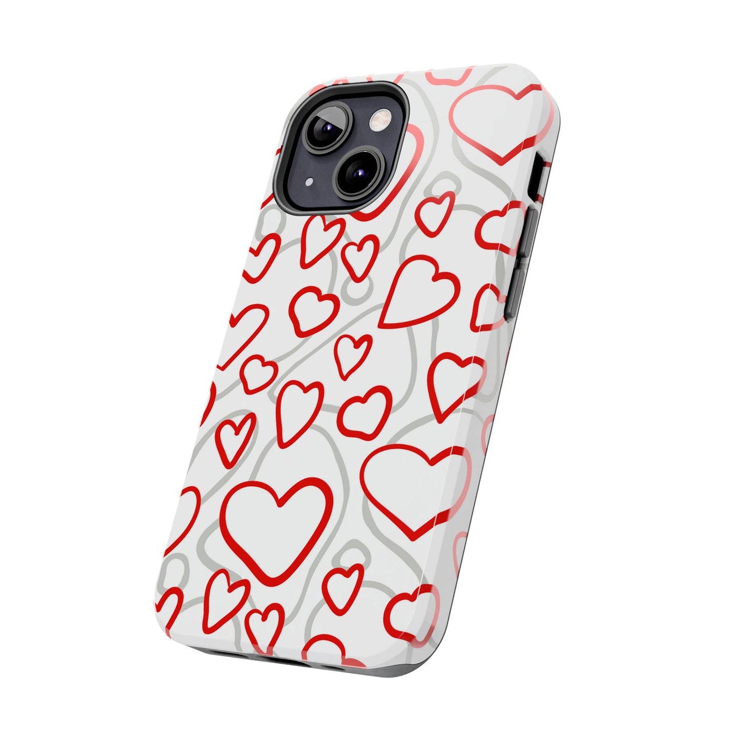 Red and White Heart Pattern iPhone Case – Fun and Playful Design - BOGO Cases
