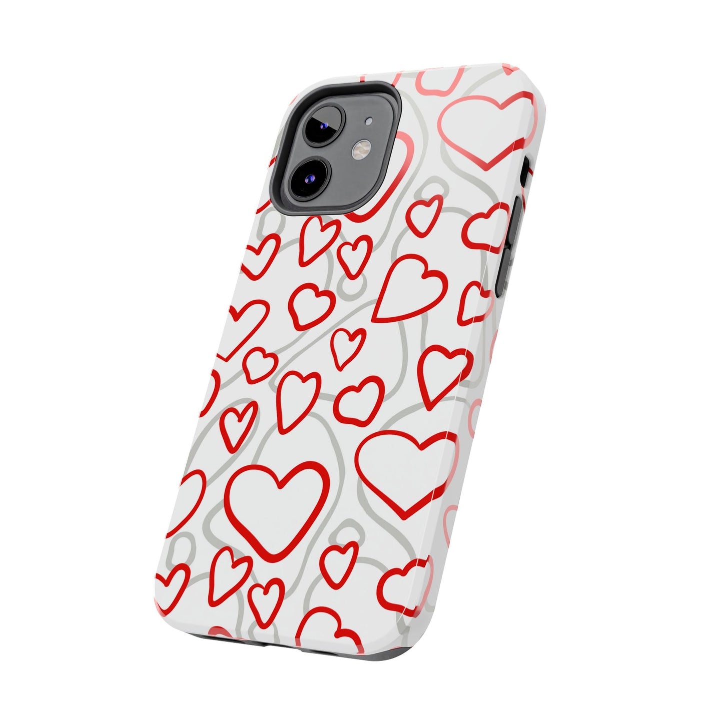 Red and White Heart Pattern iPhone Case – Fun and Playful Design - BOGO Cases