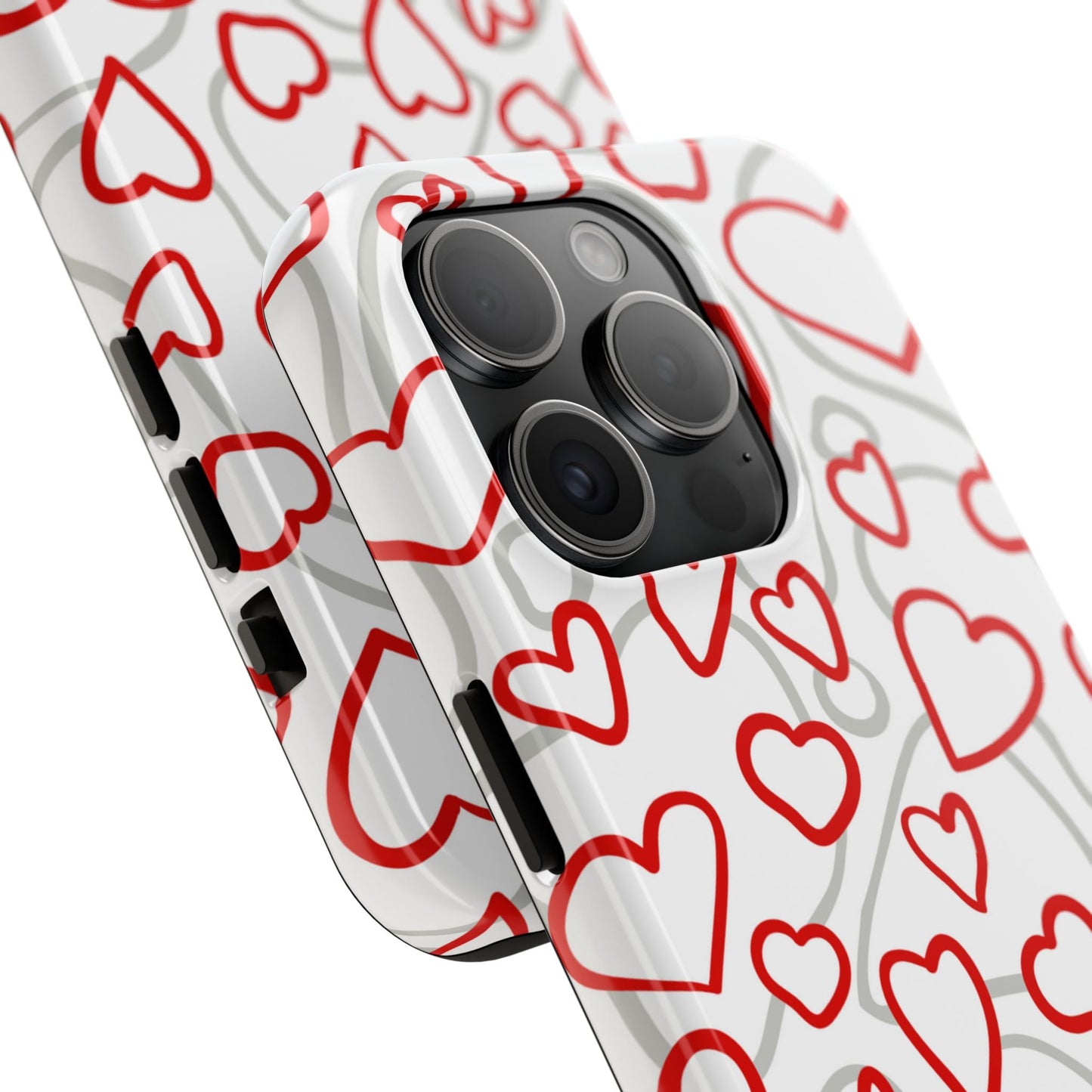 Red and White Heart Pattern iPhone Case – Fun and Playful Design - BOGO Cases