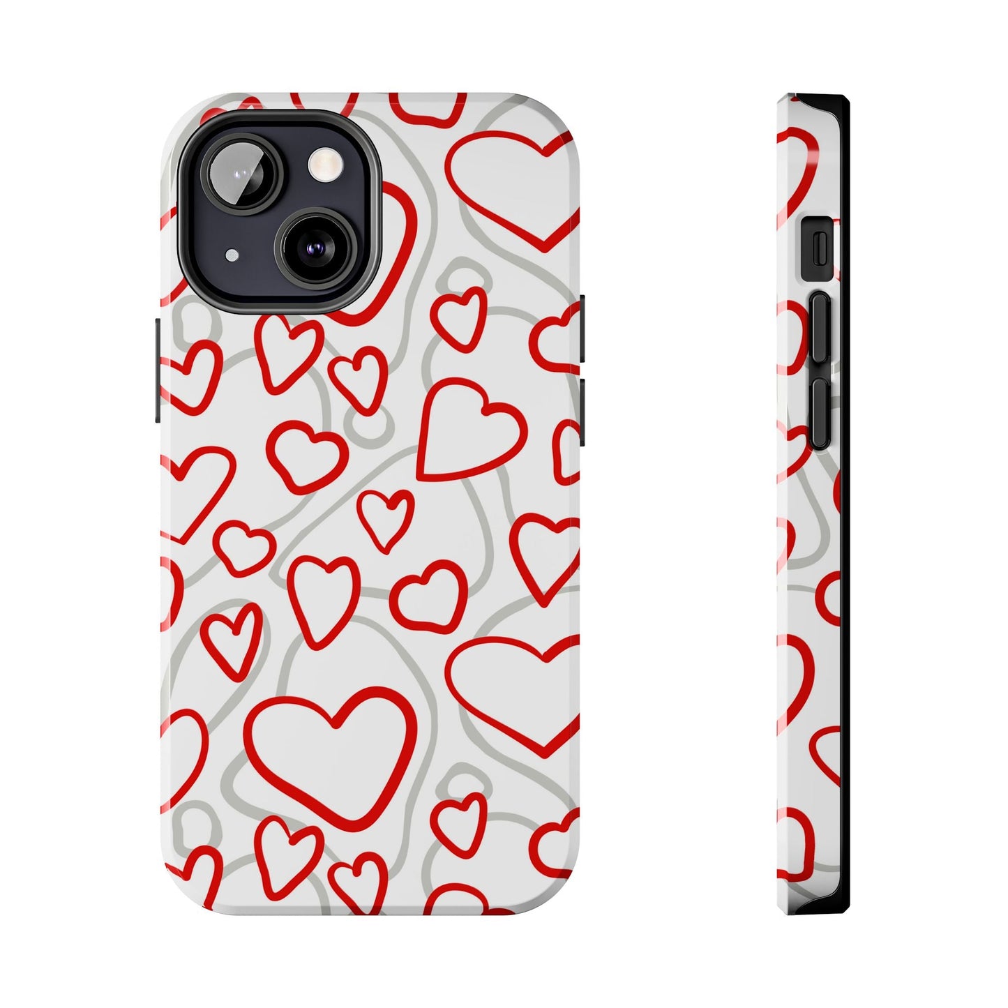Red and White Heart Pattern iPhone Case – Fun and Playful Design - BOGO Cases