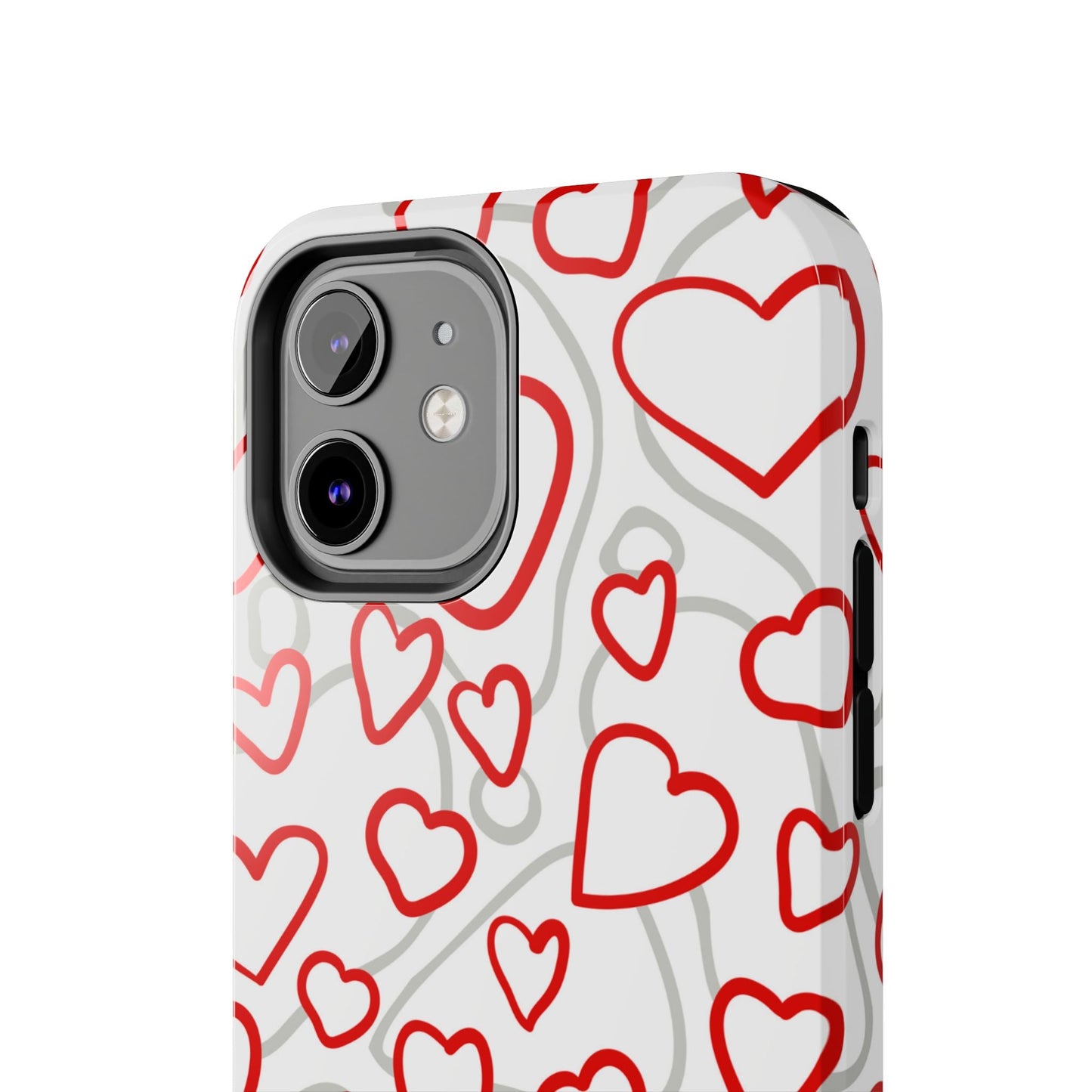 Red and White Heart Pattern iPhone Case – Fun and Playful Design - BOGO Cases