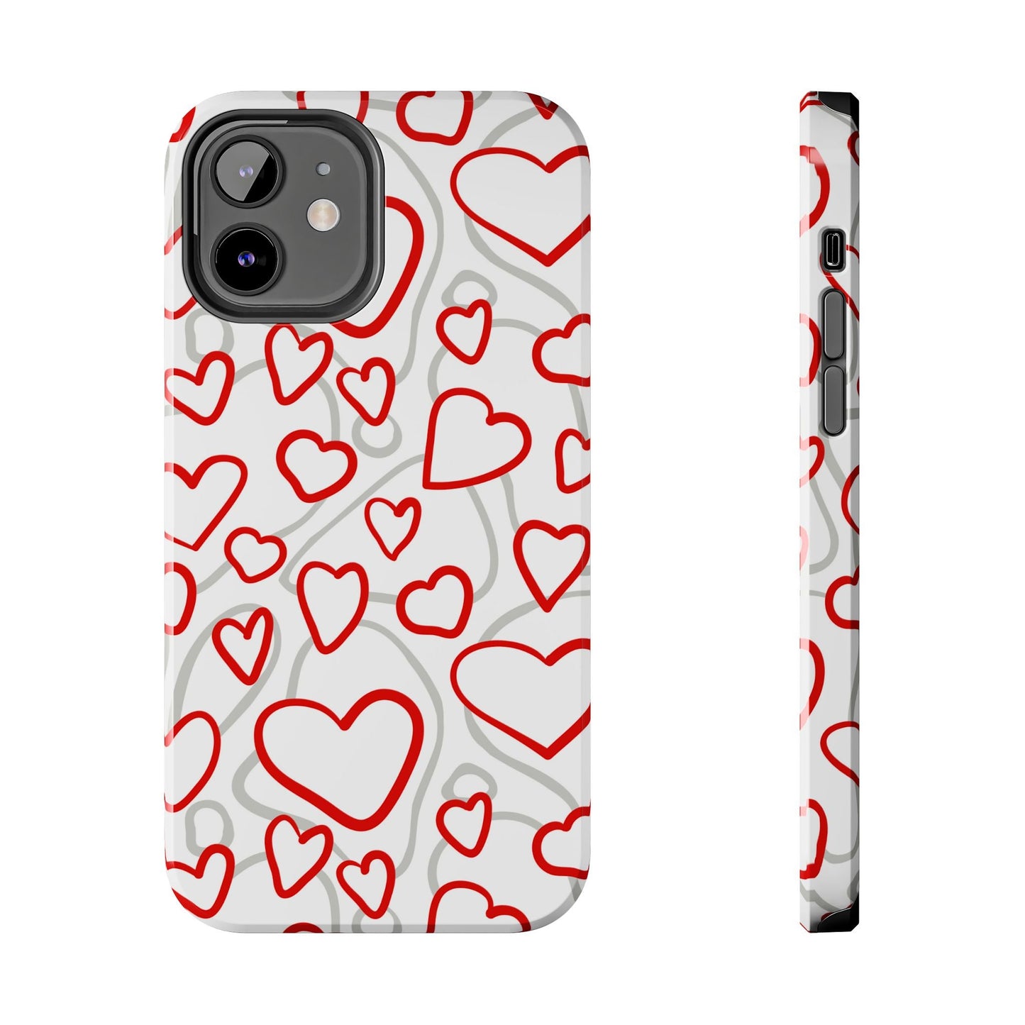 Red and White Heart Pattern iPhone Case – Fun and Playful Design - BOGO Cases