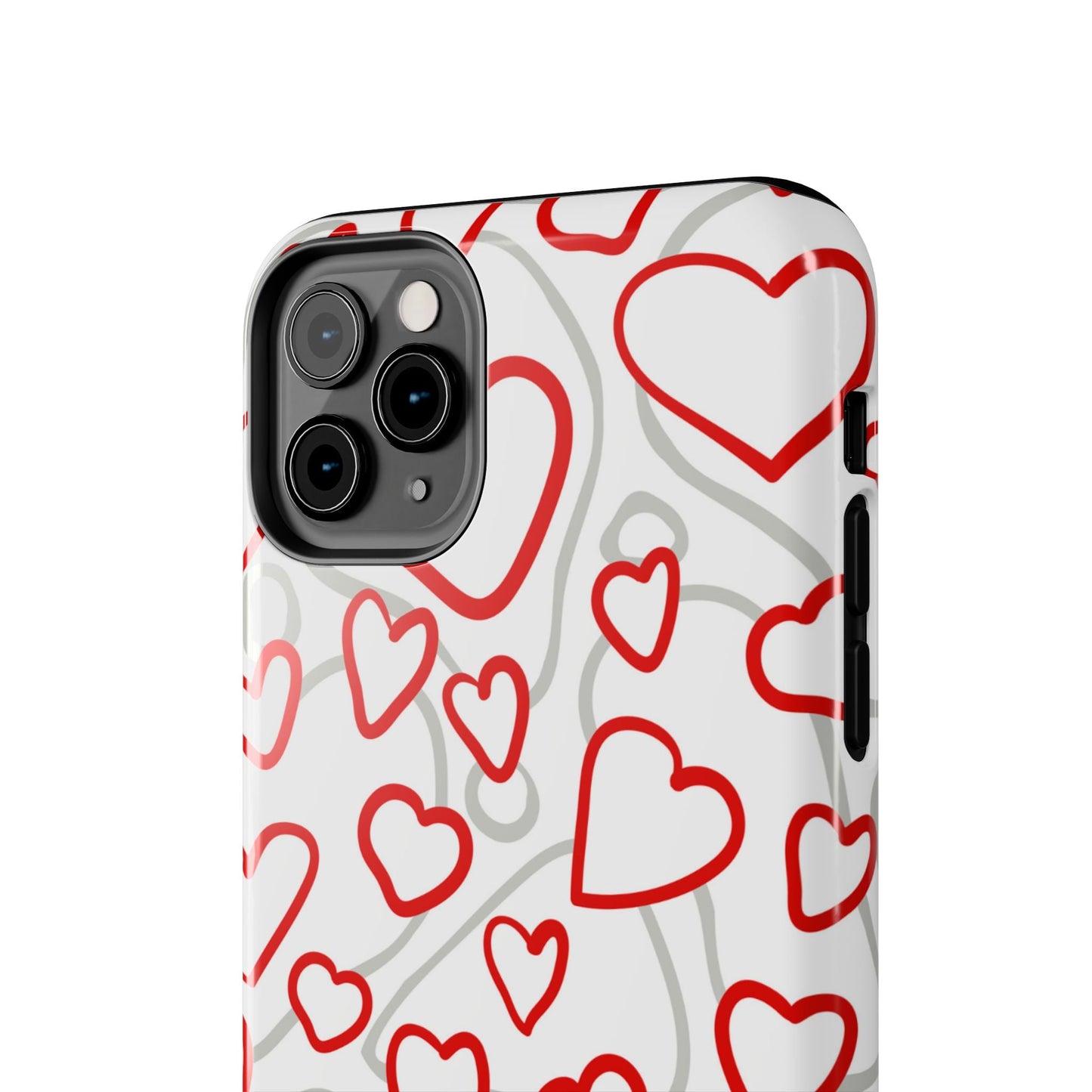Red and White Heart Pattern iPhone Case – Fun and Playful Design - BOGO Cases