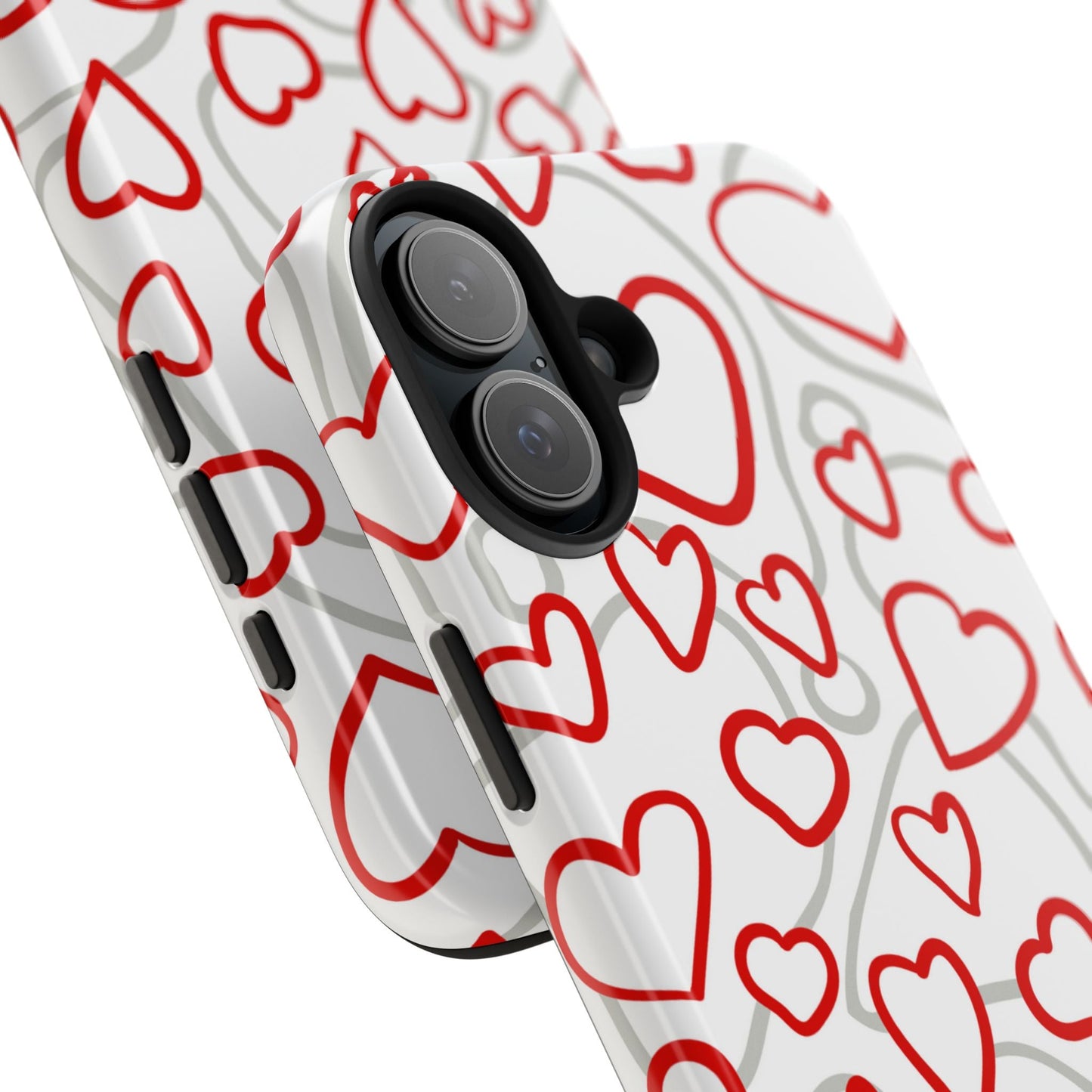 Red and White Heart Pattern iPhone Case – Fun and Playful Design - BOGO Cases