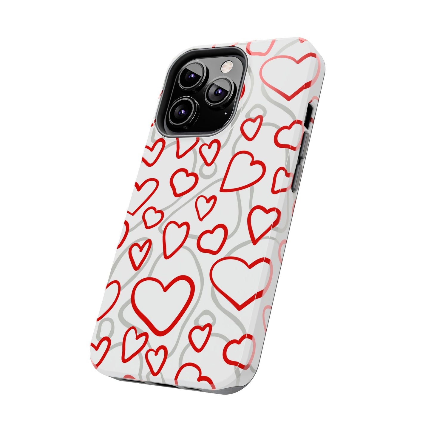 Red and White Heart Pattern iPhone Case – Fun and Playful Design - BOGO Cases
