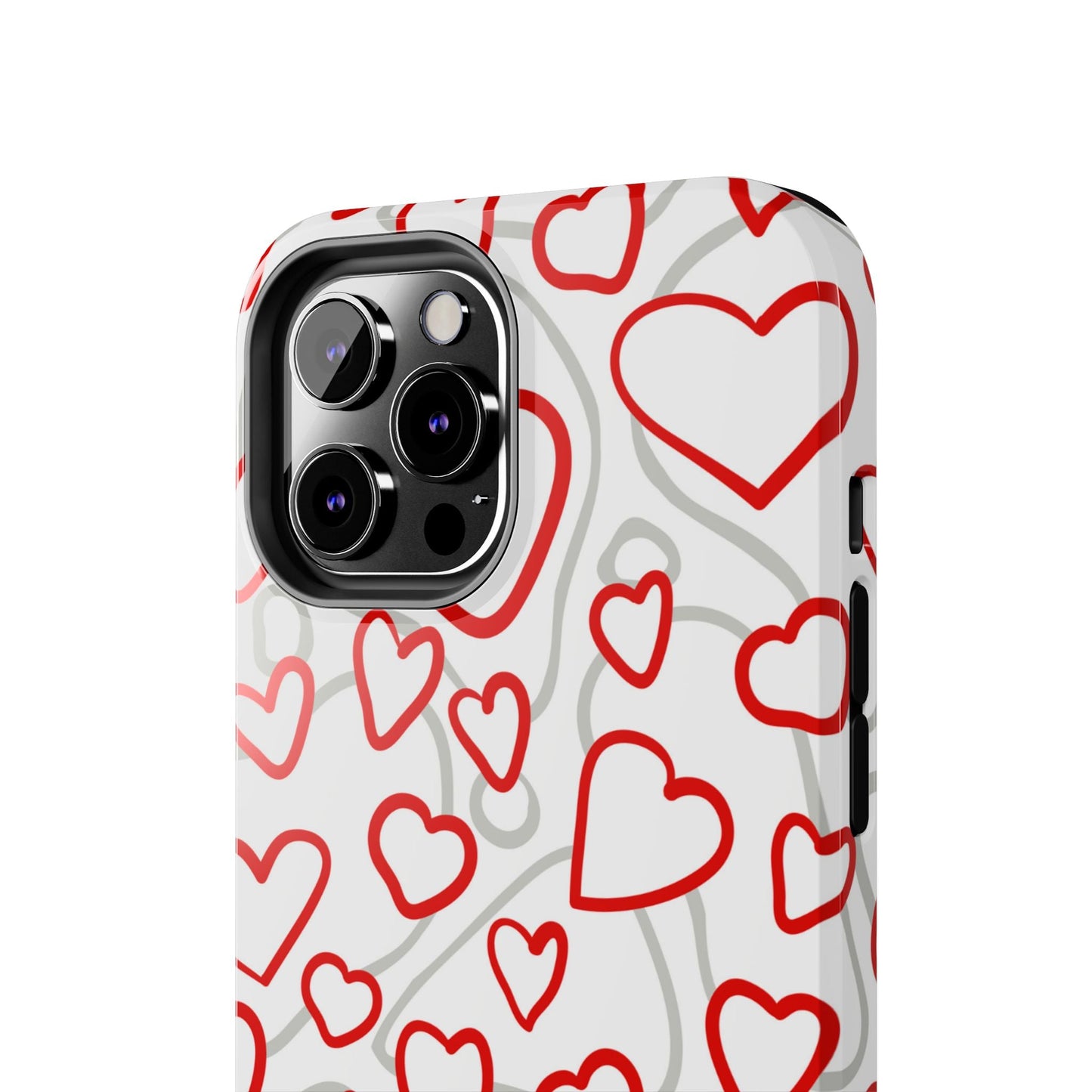 Red and White Heart Pattern iPhone Case – Fun and Playful Design - BOGO Cases