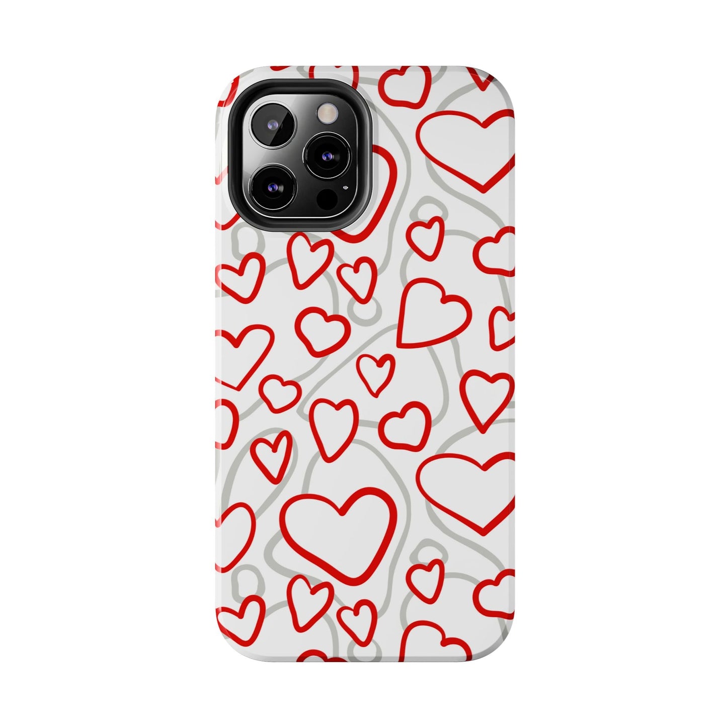 Red and White Heart Pattern iPhone Case – Fun and Playful Design - BOGO Cases