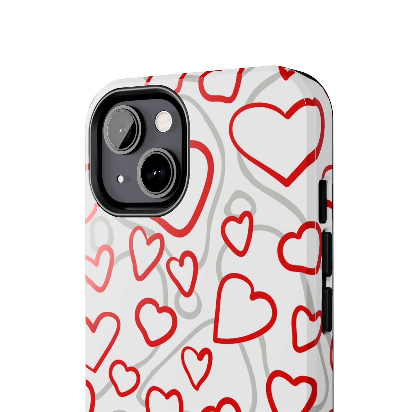 Red and White Heart Pattern iPhone Case – Fun and Playful Design - BOGO Cases