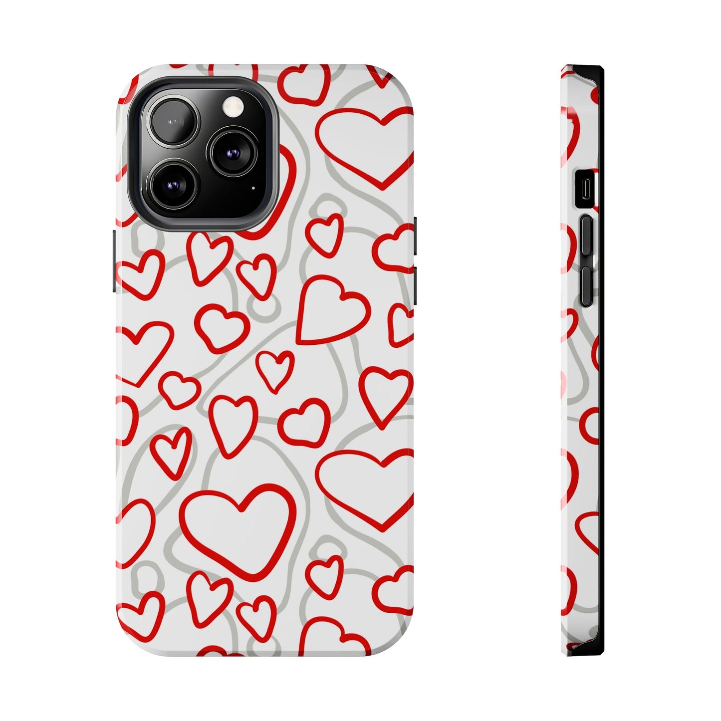 Red and White Heart Pattern iPhone Case – Fun and Playful Design - BOGO Cases