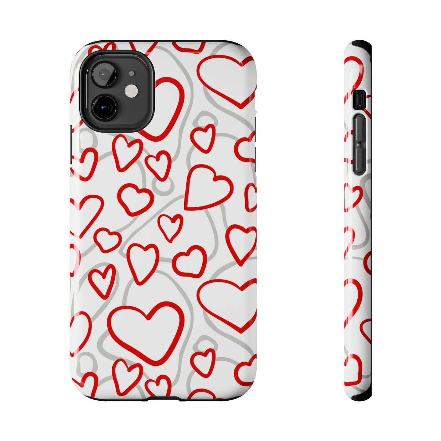 Red and White Heart Pattern iPhone Case – Fun and Playful Design - BOGO Cases
