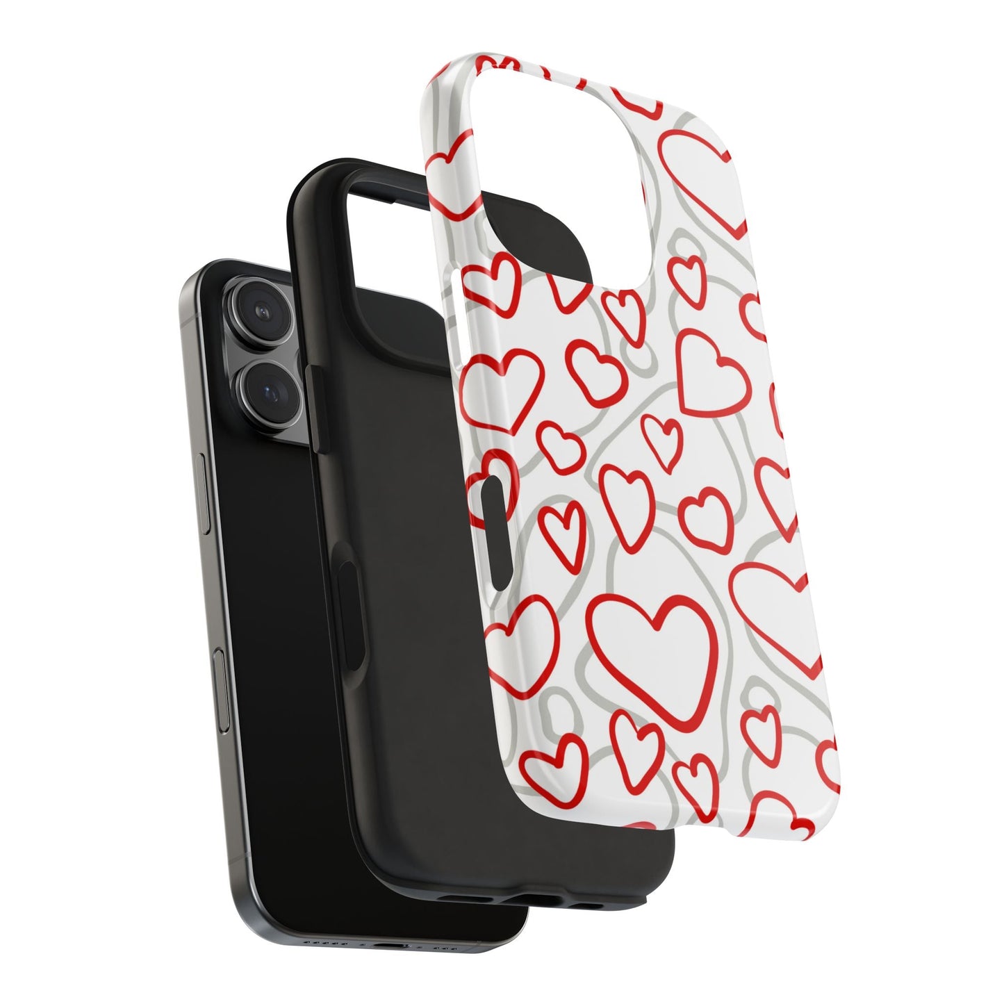Red and White Heart Pattern iPhone Case – Fun and Playful Design - BOGO Cases