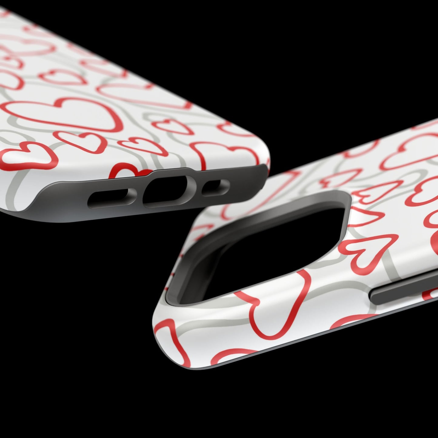 Red and White Heart Pattern MagSafe Case – Vibrant Love Design - BOGO Cases