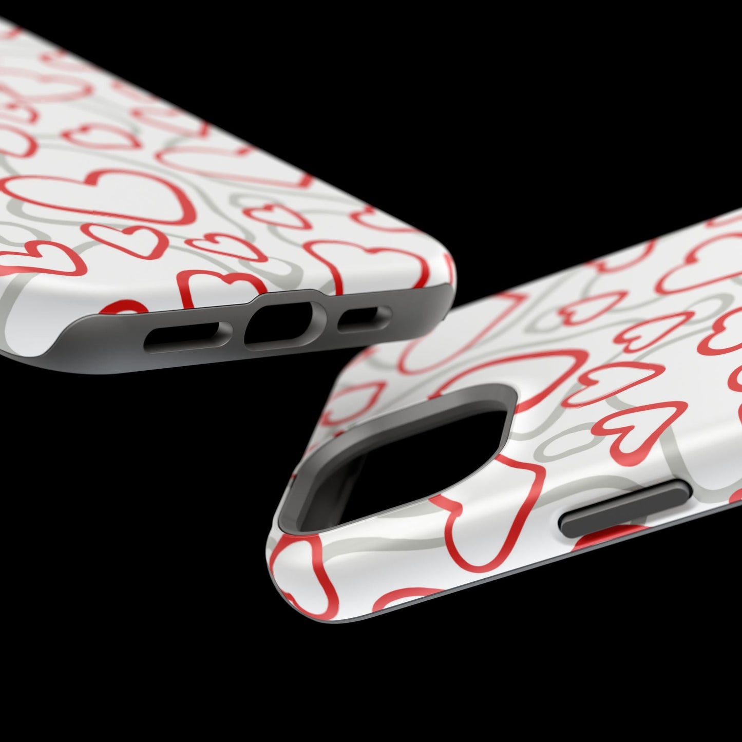 Red and White Heart Pattern MagSafe Case – Vibrant Love Design - BOGO Cases