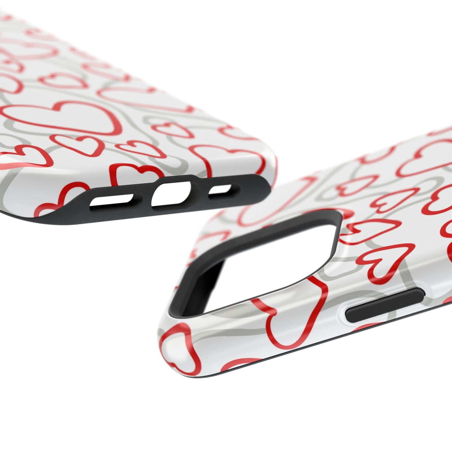 Red and White Heart Pattern MagSafe Case – Vibrant Love Design - BOGO Cases