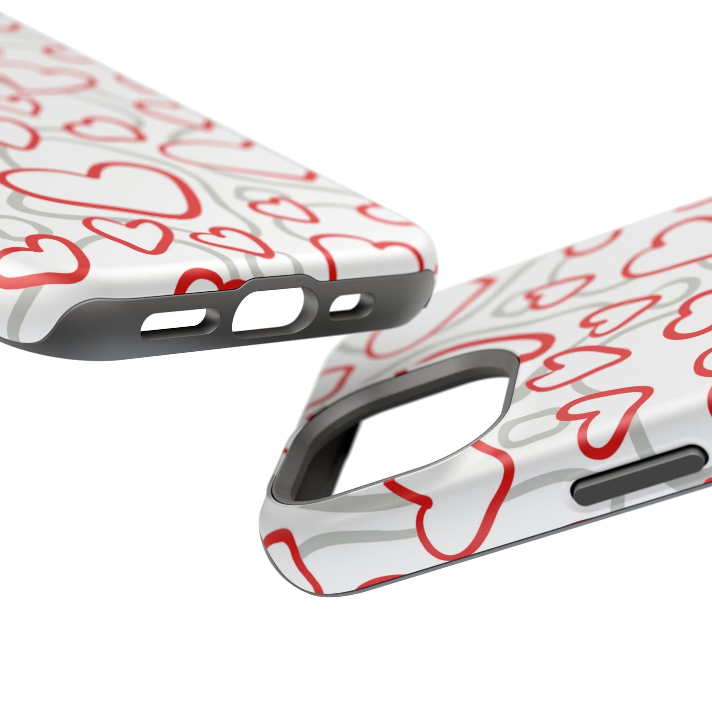 Red and White Heart Pattern MagSafe Case – Vibrant Love Design - BOGO Cases