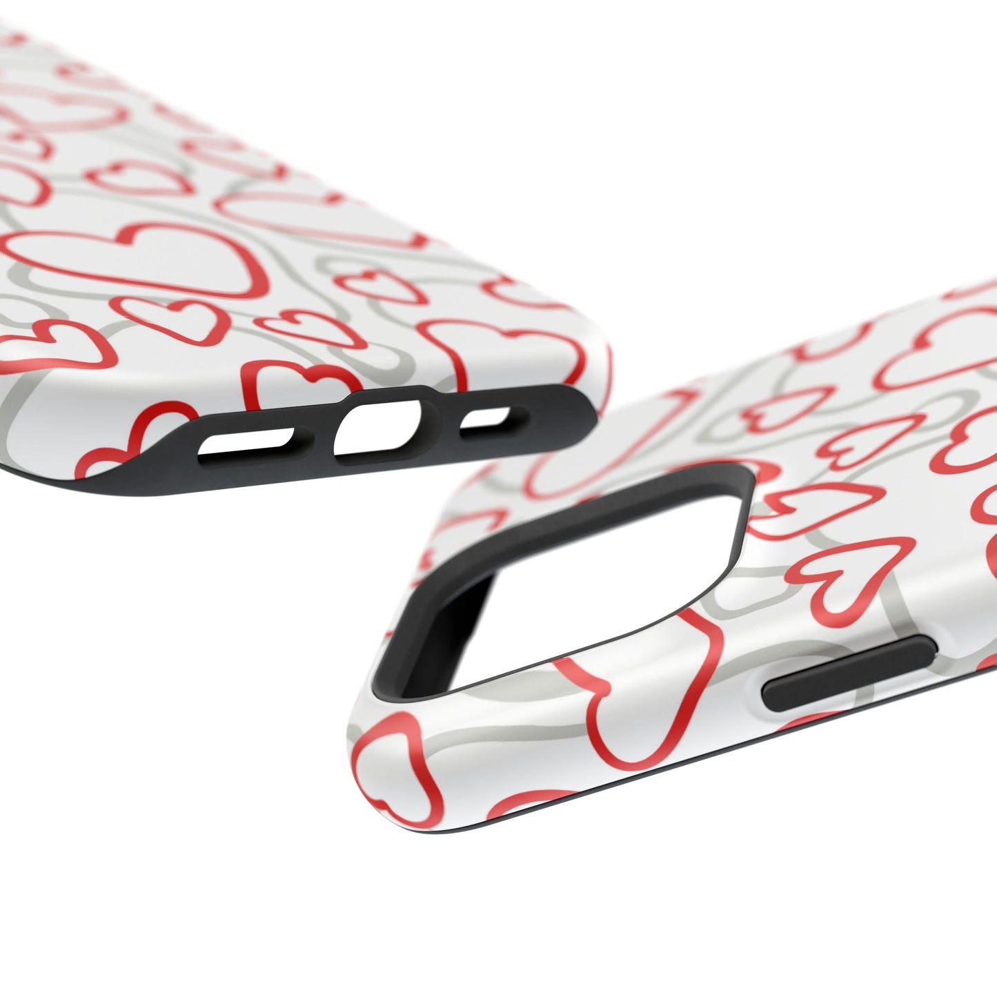Red and White Heart Pattern MagSafe Case – Vibrant Love Design - BOGO Cases