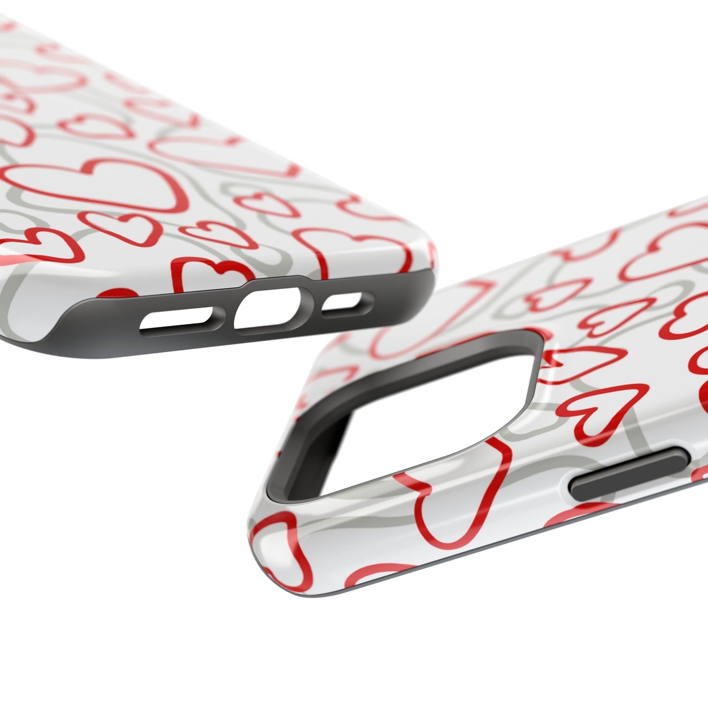 Red and White Heart Pattern MagSafe Case – Vibrant Love Design - BOGO Cases