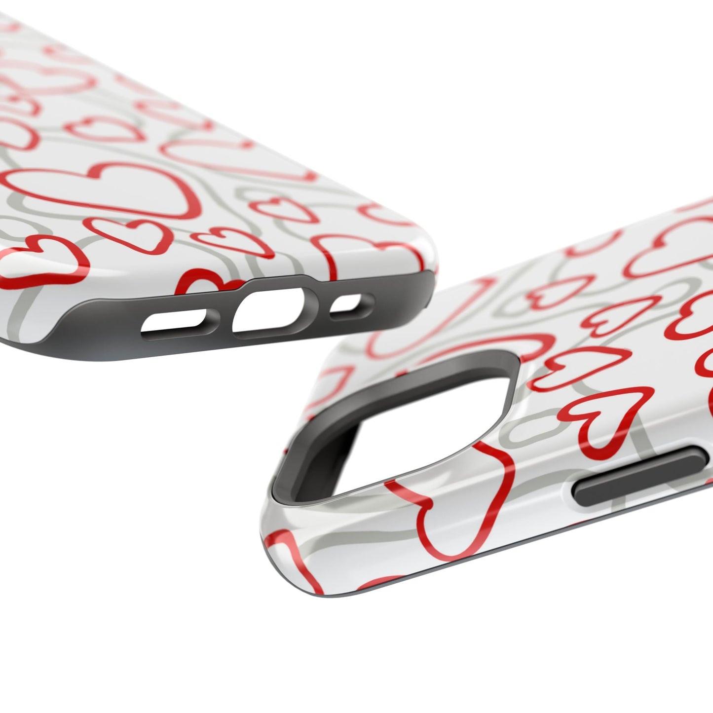 Red and White Heart Pattern MagSafe Case – Vibrant Love Design - BOGO Cases