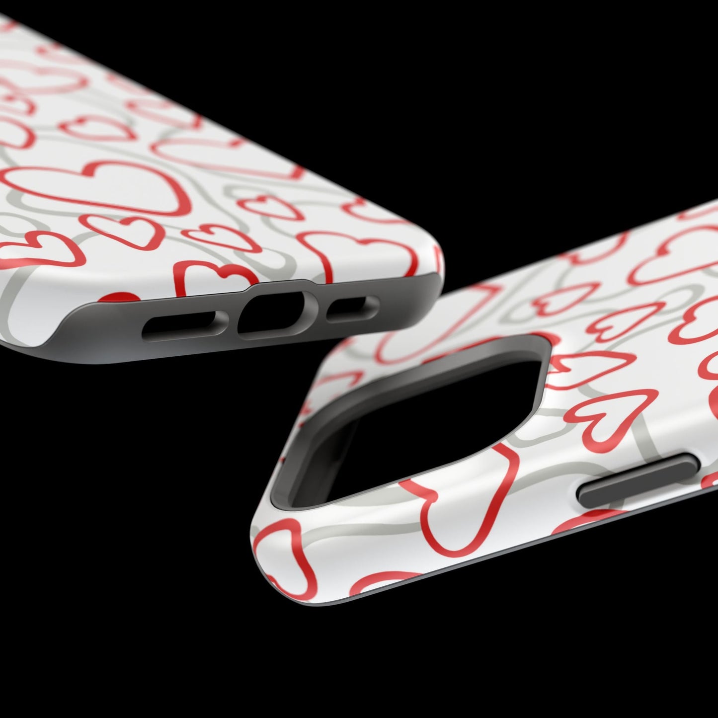 Red and White Heart Pattern MagSafe Case – Vibrant Love Design - BOGO Cases