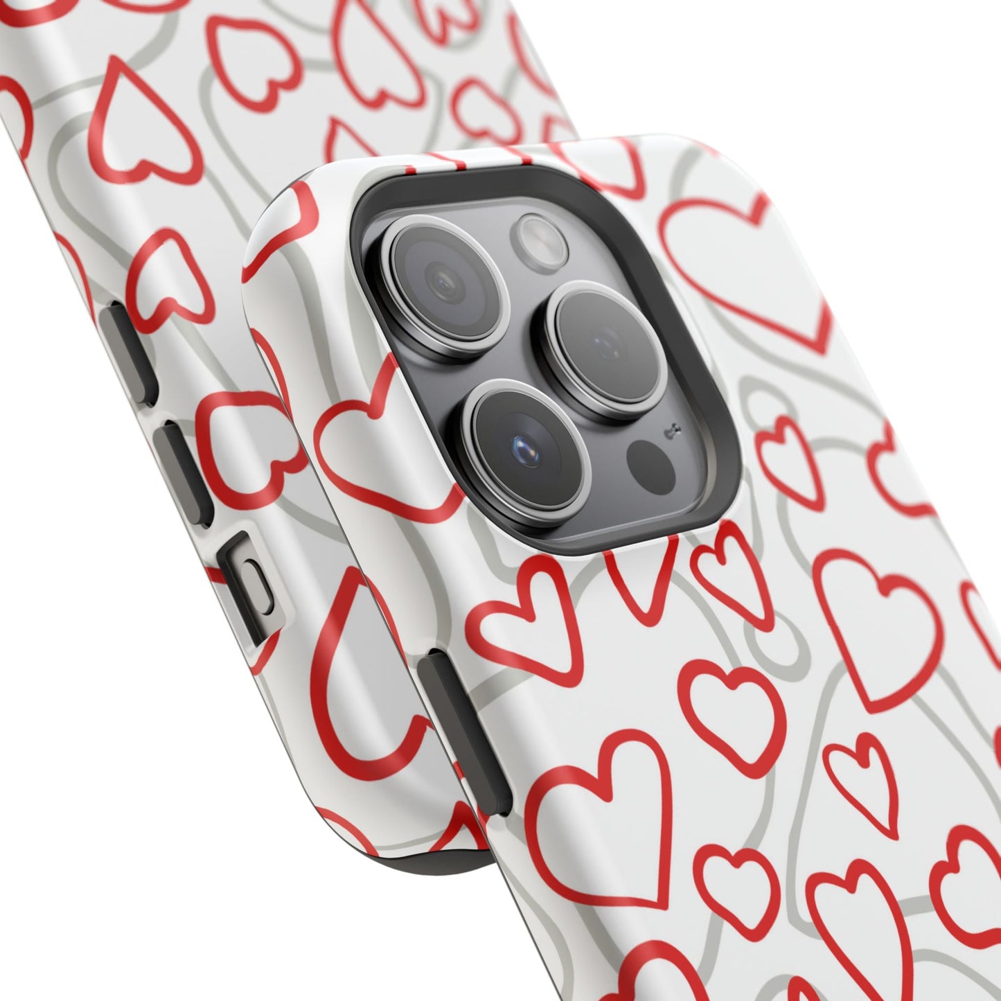Red and White Heart Pattern MagSafe Case – Vibrant Love Design - BOGO Cases