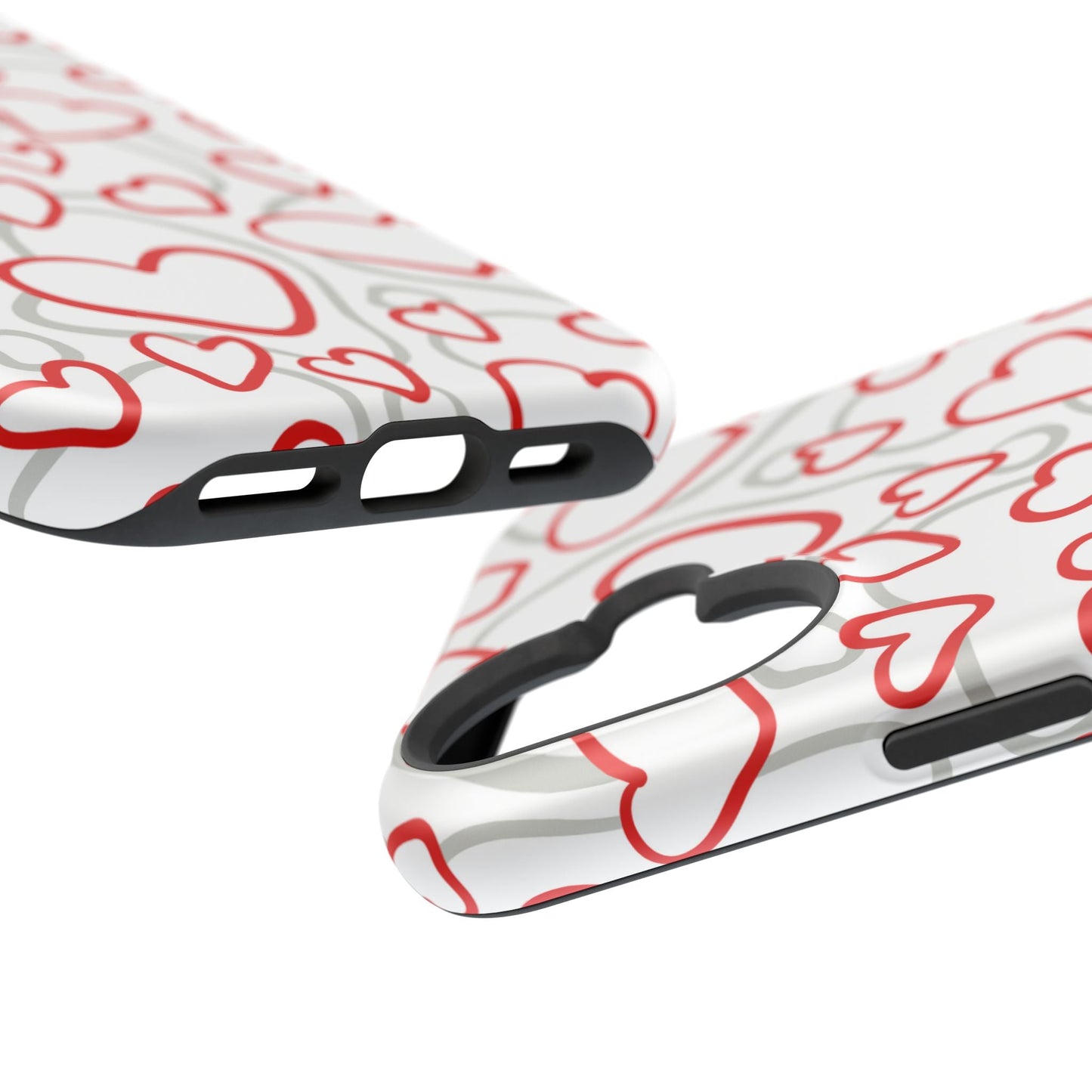 Red and White Heart Pattern MagSafe Case – Vibrant Love Design - BOGO Cases
