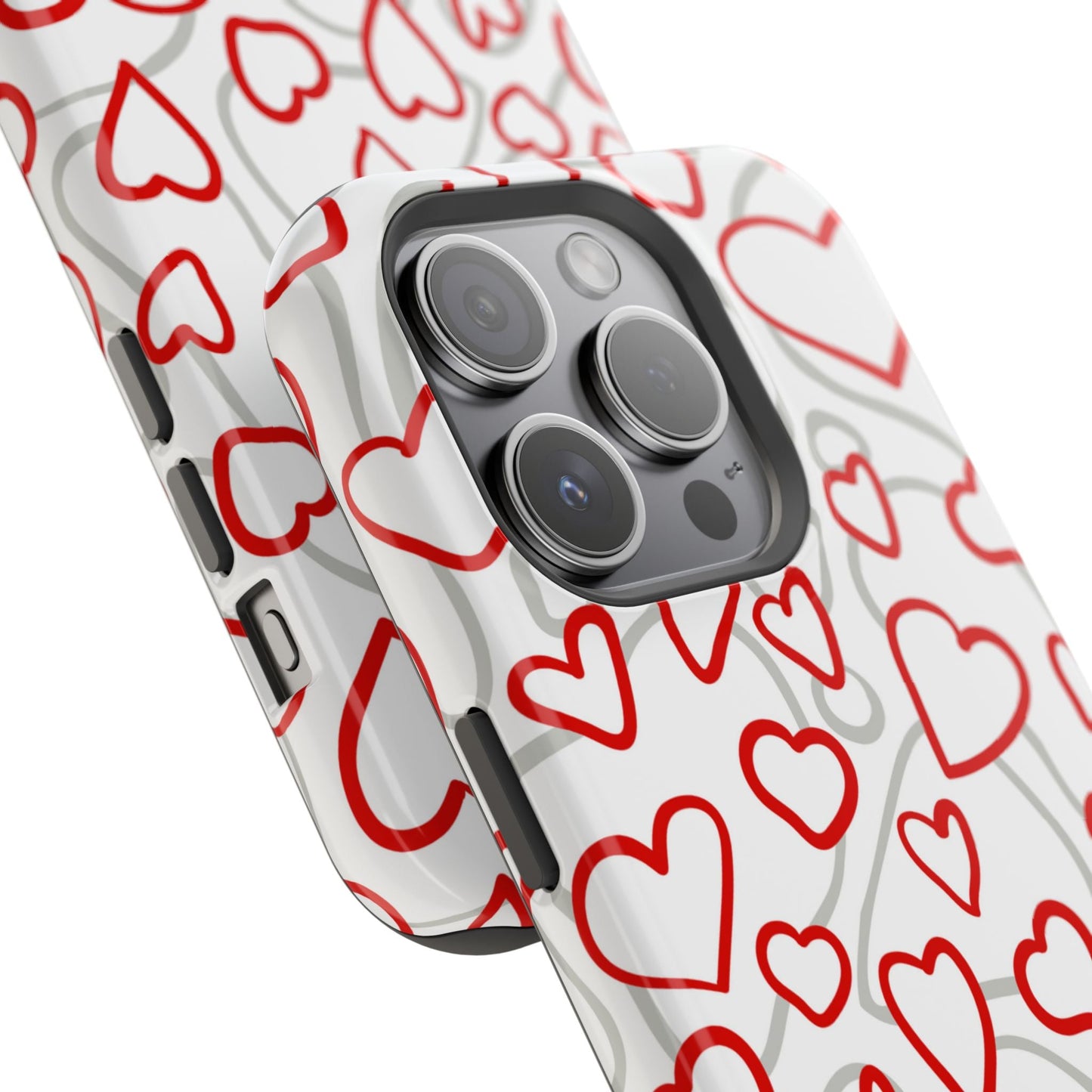 Red and White Heart Pattern MagSafe Case – Vibrant Love Design - BOGO Cases