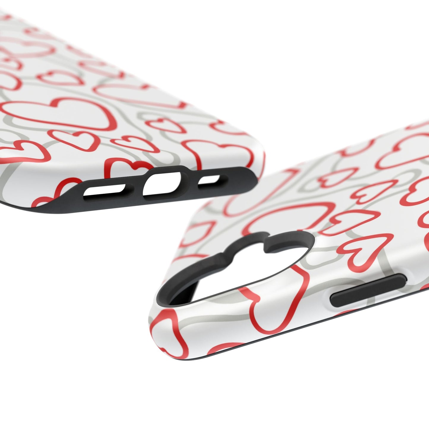 Red and White Heart Pattern MagSafe Case – Vibrant Love Design - BOGO Cases