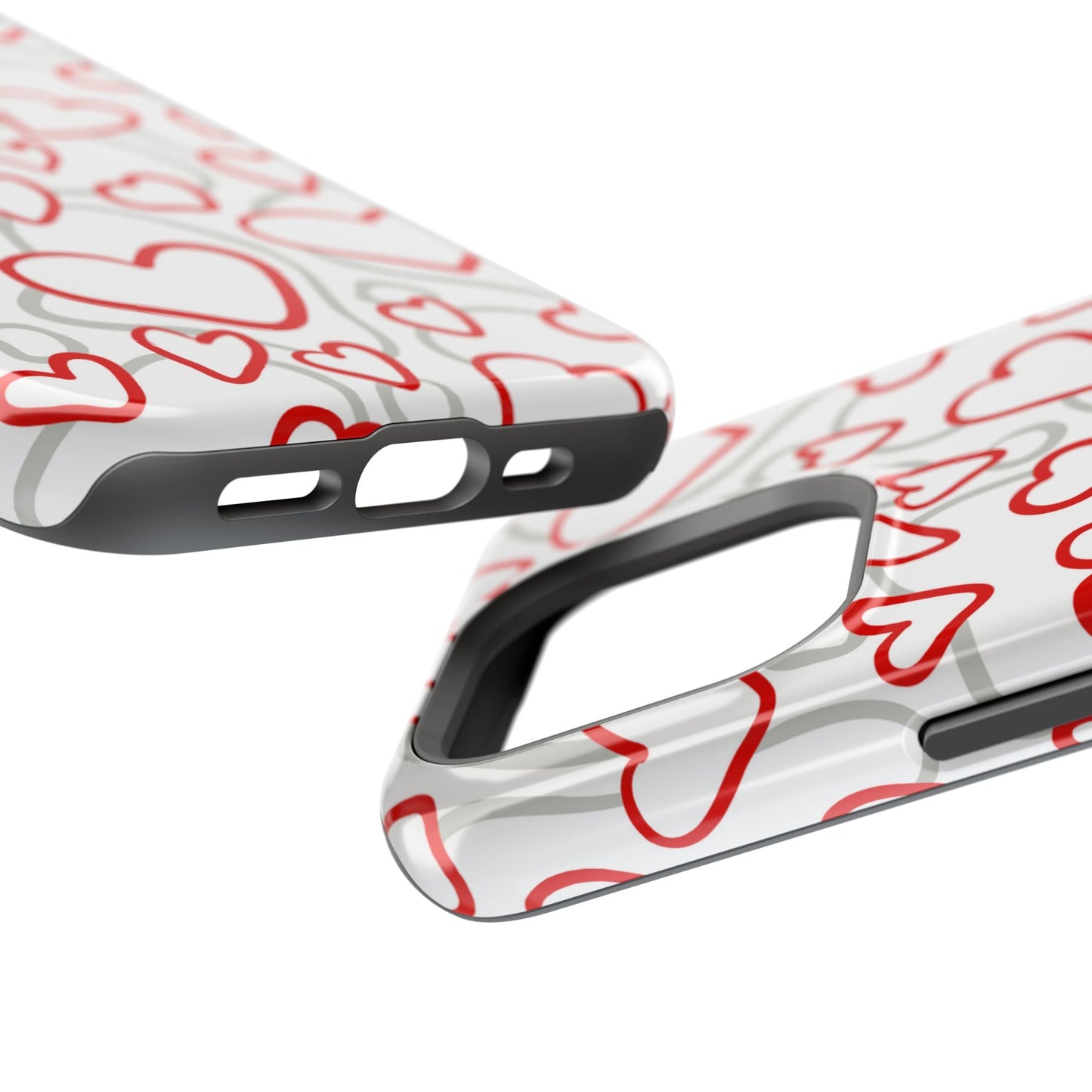 Red and White Heart Pattern MagSafe Case – Vibrant Love Design - BOGO Cases