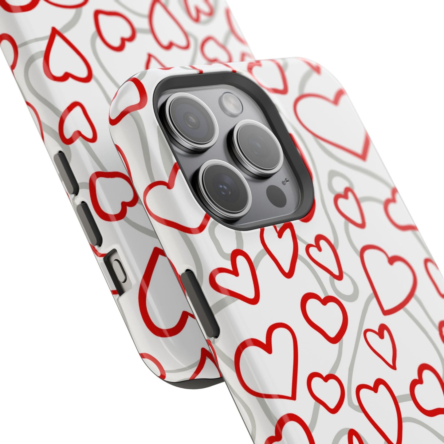 Red and White Heart Pattern MagSafe Case – Vibrant Love Design - BOGO Cases