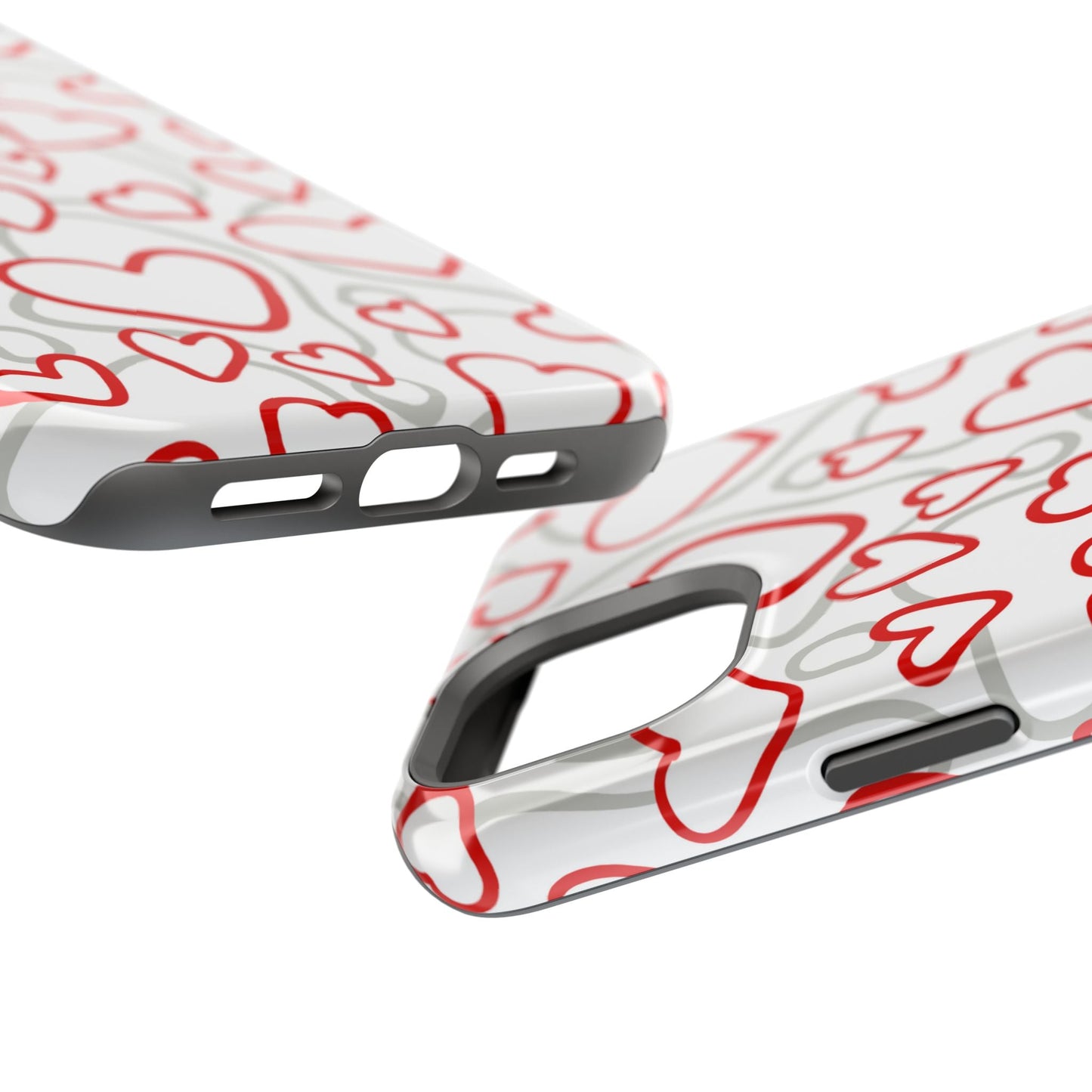 Red and White Heart Pattern MagSafe Case – Vibrant Love Design - BOGO Cases