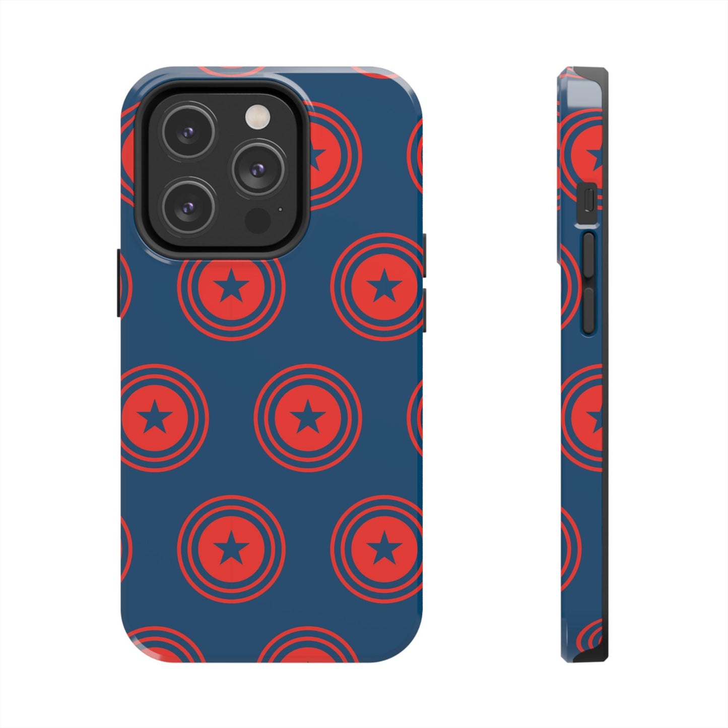 Red & Blue Star Shield iPhone Case – Bold Geometric Hero Design - BOGO Cases