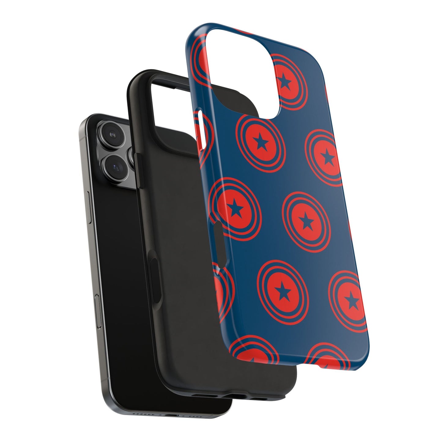 Red & Blue Star Shield iPhone Case – Bold Geometric Hero Design - BOGO Cases