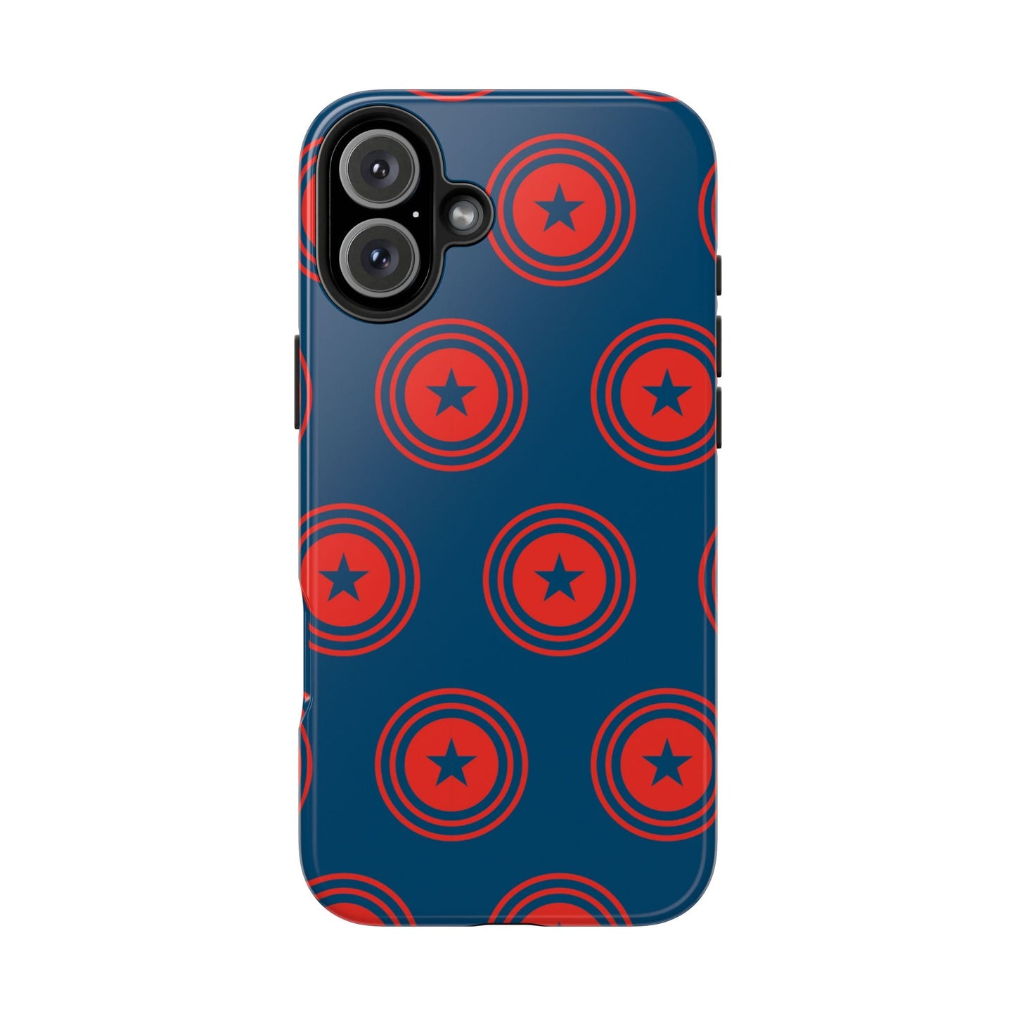 Red & Blue Star Shield iPhone Case – Bold Geometric Hero Design - BOGO Cases