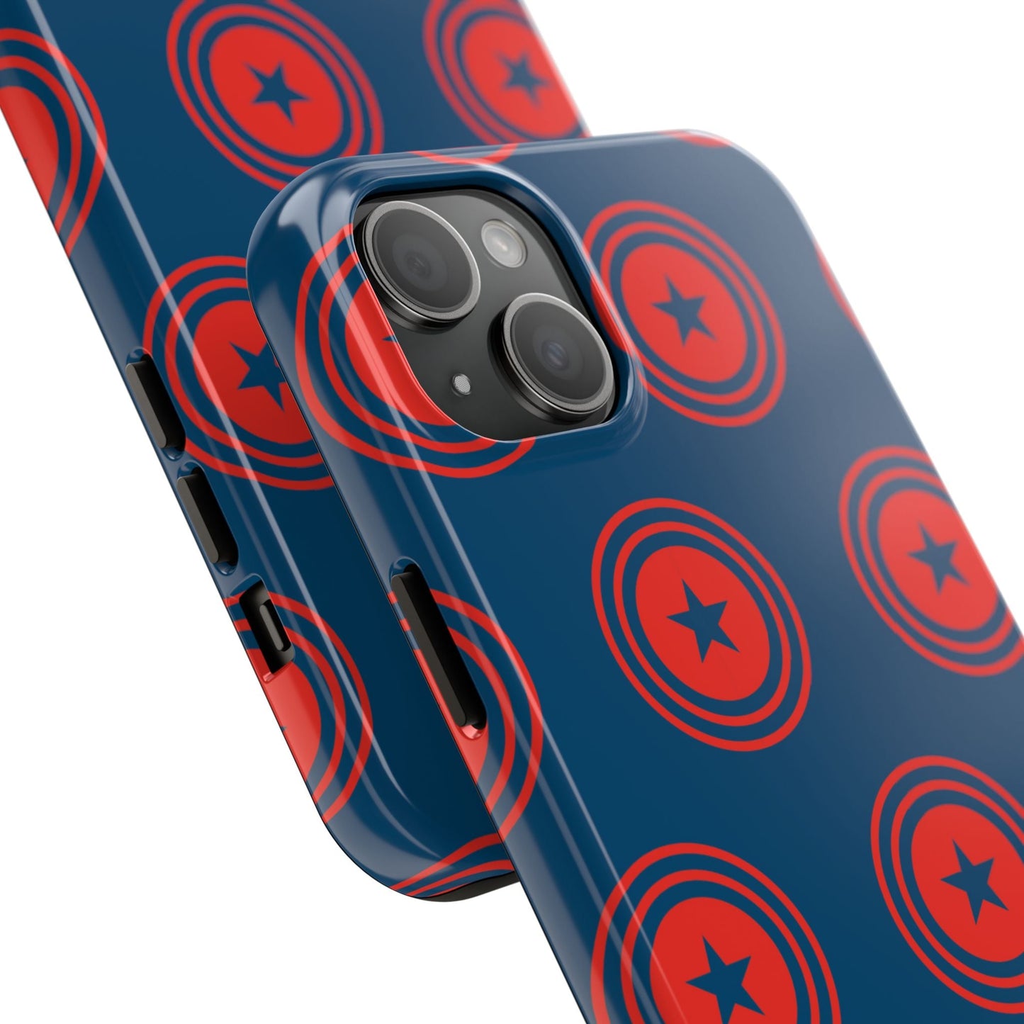 Red & Blue Star Shield iPhone Case – Bold Geometric Hero Design - BOGO Cases