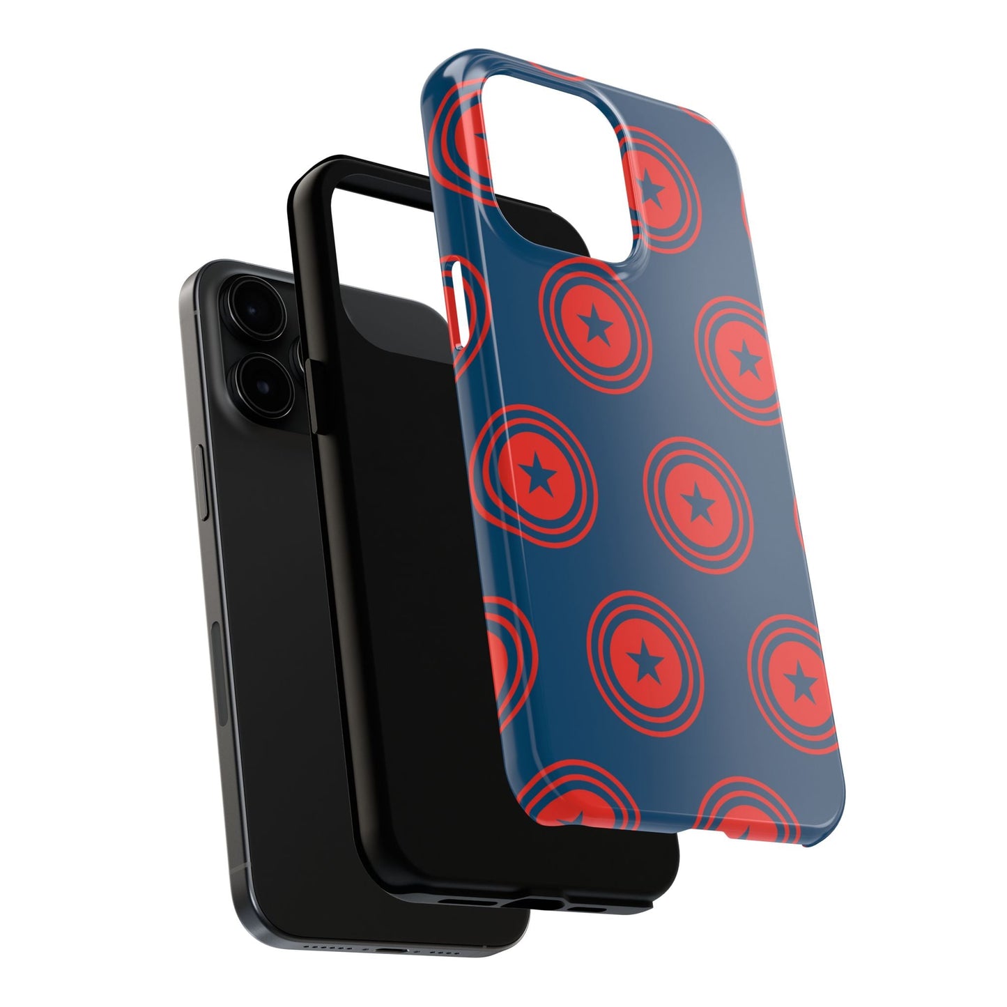 Red & Blue Star Shield iPhone Case – Bold Geometric Hero Design - BOGO Cases