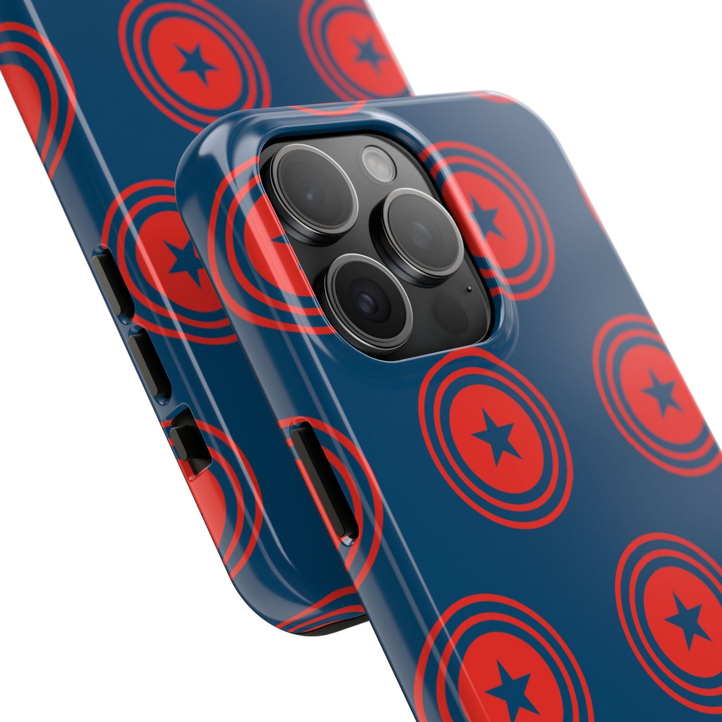 Red & Blue Star Shield iPhone Case – Bold Geometric Hero Design - BOGO Cases