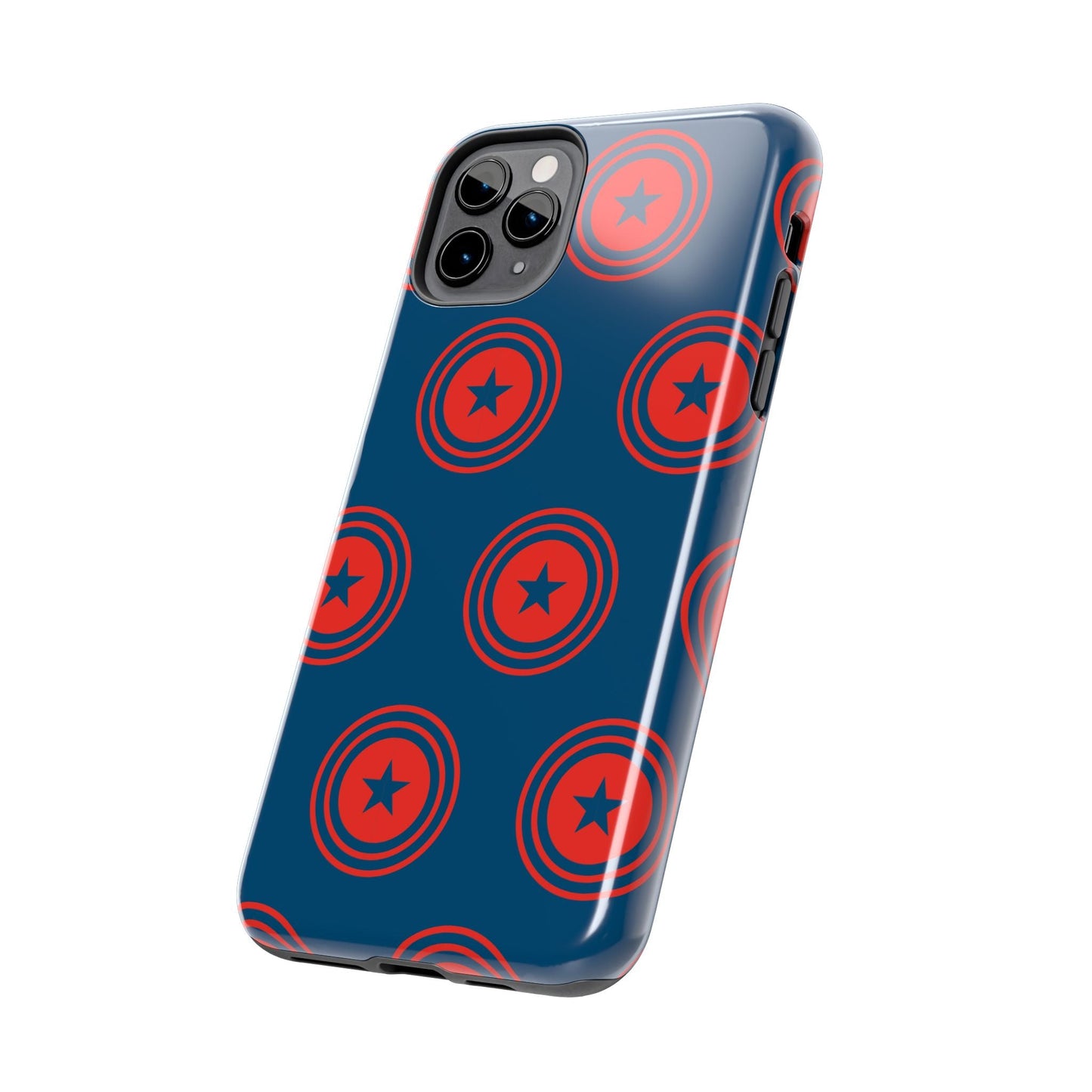 Red & Blue Star Shield iPhone Case – Bold Geometric Hero Design - BOGO Cases