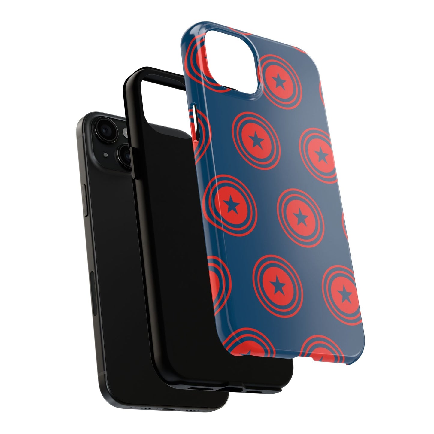 Red & Blue Star Shield iPhone Case – Bold Geometric Hero Design - BOGO Cases