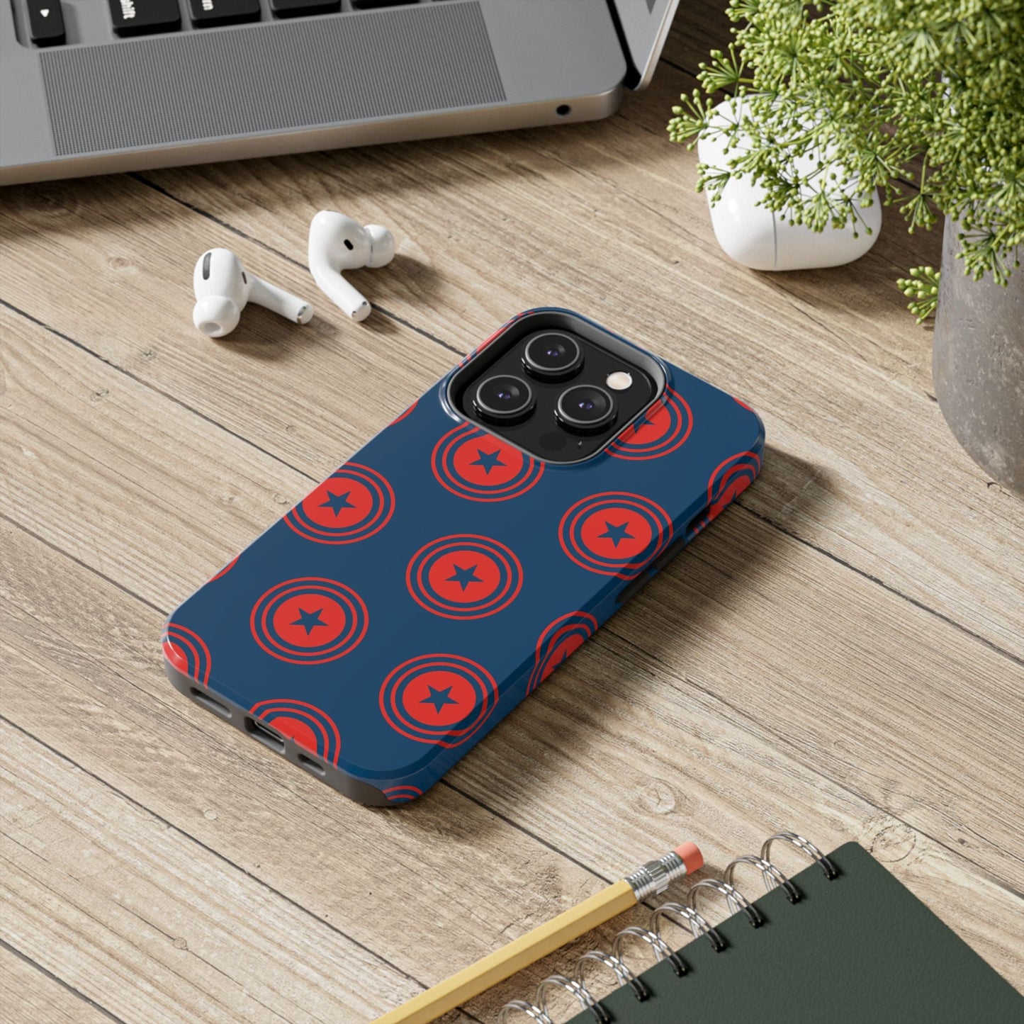 Red & Blue Star Shield iPhone Case – Bold Geometric Hero Design - BOGO Cases