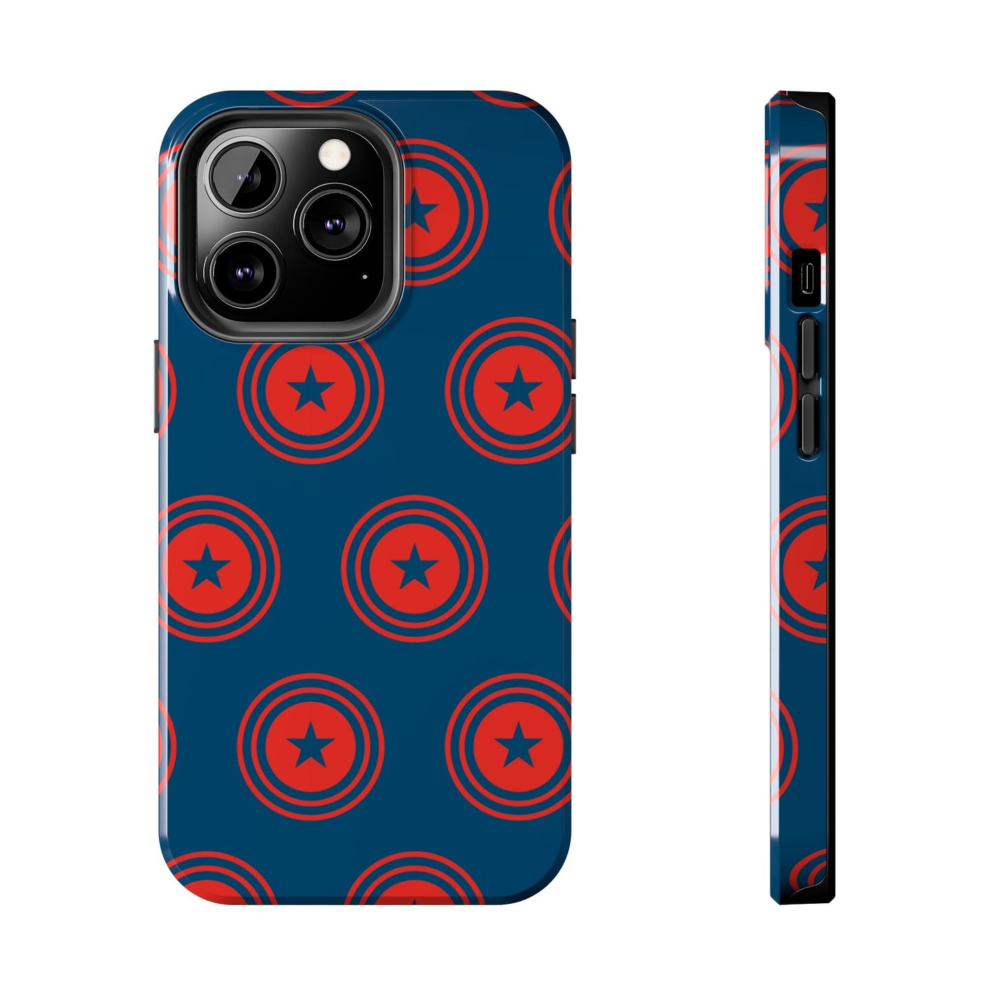 Red & Blue Star Shield iPhone Case – Bold Geometric Hero Design - BOGO Cases