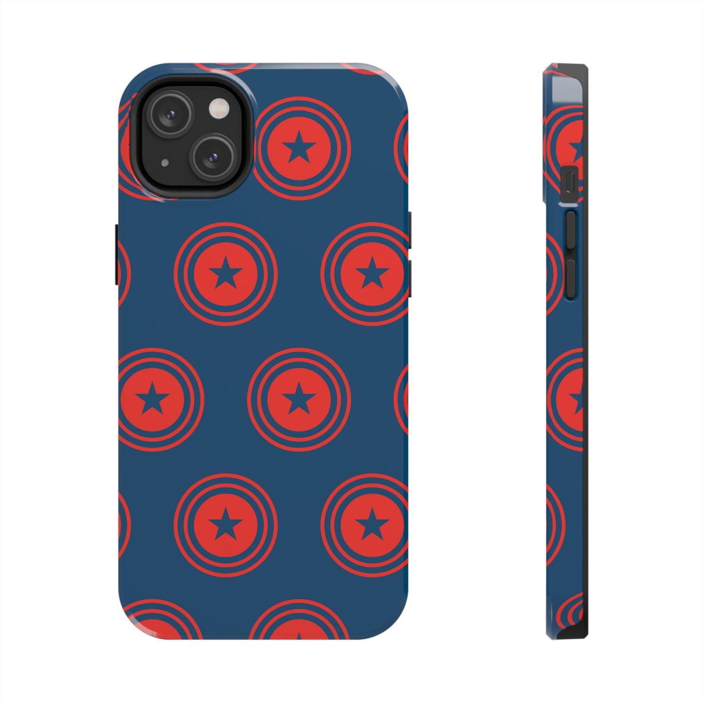 Red & Blue Star Shield iPhone Case – Bold Geometric Hero Design - BOGO Cases