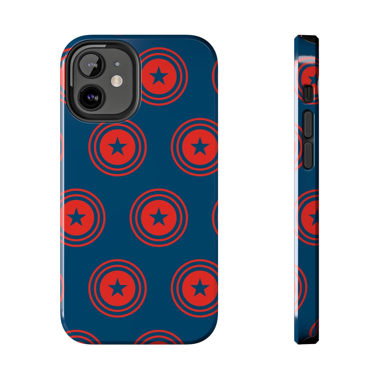 Red & Blue Star Shield iPhone Case – Bold Geometric Hero Design - BOGO Cases