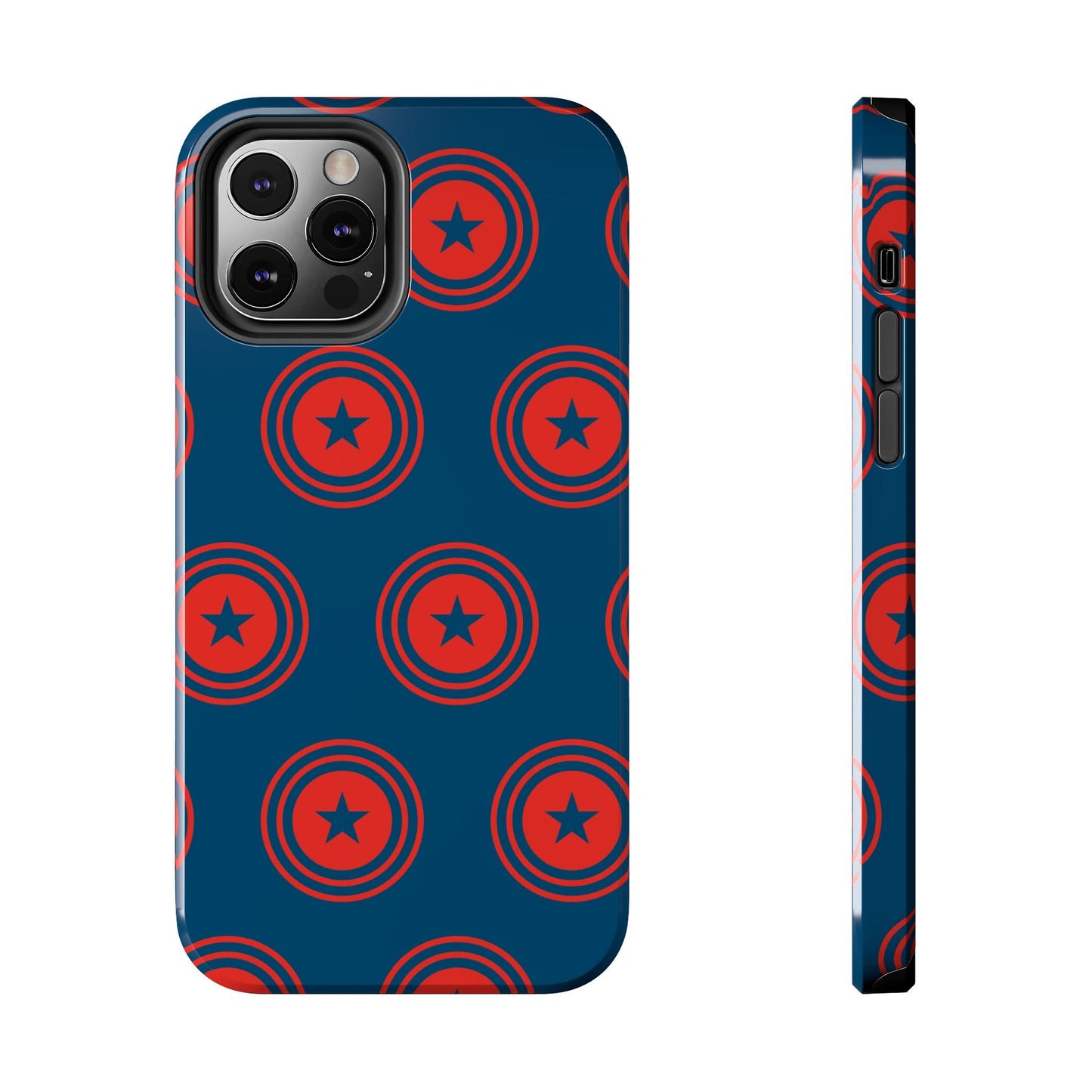 Red & Blue Star Shield iPhone Case – Bold Geometric Hero Design - BOGO Cases