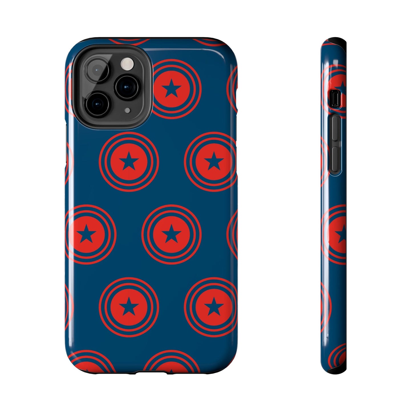 Red & Blue Star Shield iPhone Case – Bold Geometric Hero Design - BOGO Cases