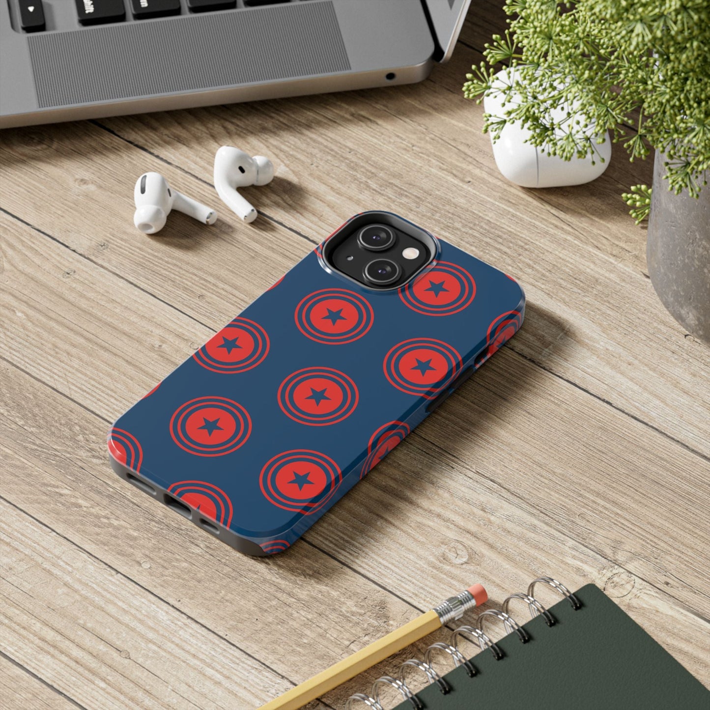 Red & Blue Star Shield iPhone Case – Bold Geometric Hero Design - BOGO Cases